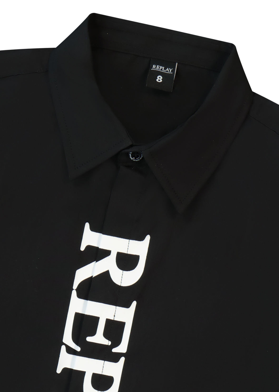 חולצה מכופתרת REPLAY עם לוגו גדול אנכי בצד לילדים