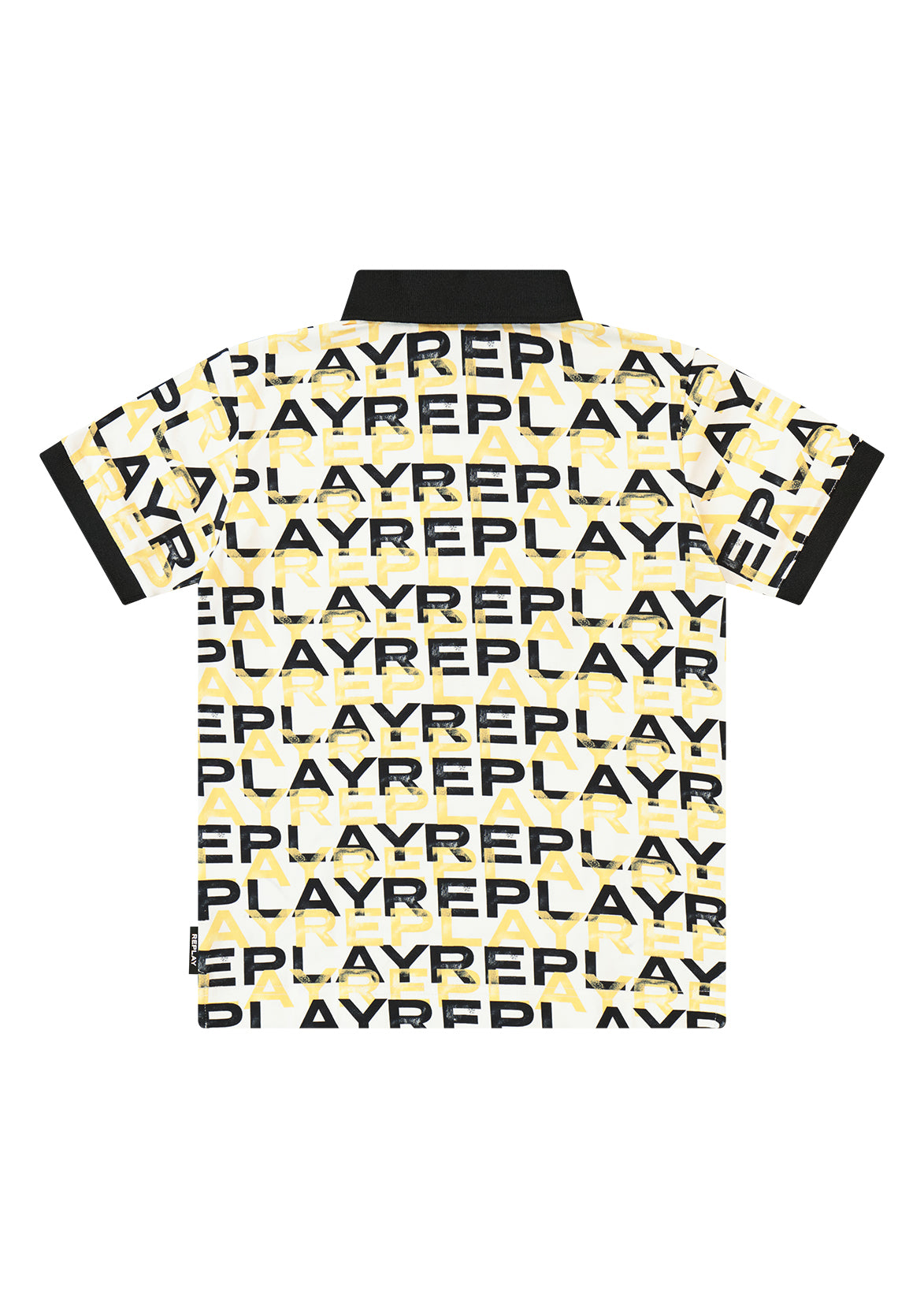 חולצת צווארון REPLAY בהדפס טקסט ומיתוג קטן לילדים Yellow / 4Y