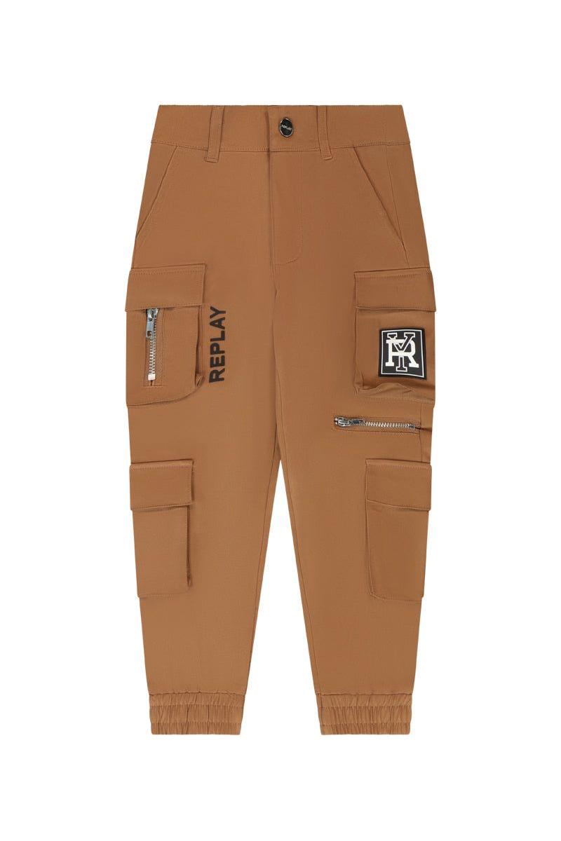 מכנסי דגמ"ח REPLAY כיסים בצד לילדים Brown / 4Y