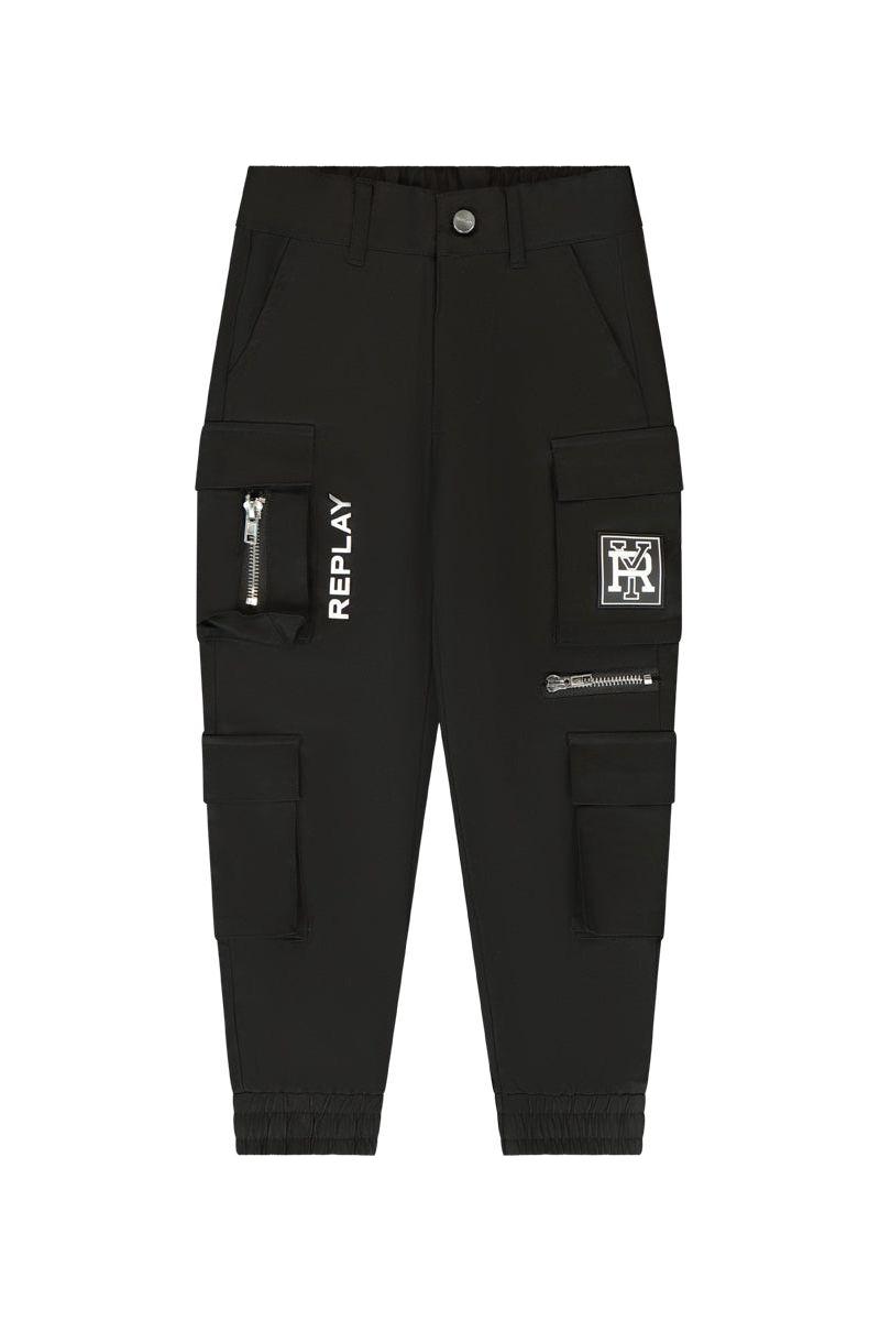 מכנסי דגמ"ח REPLAY כיסים בצד לילדים Black / 4Y