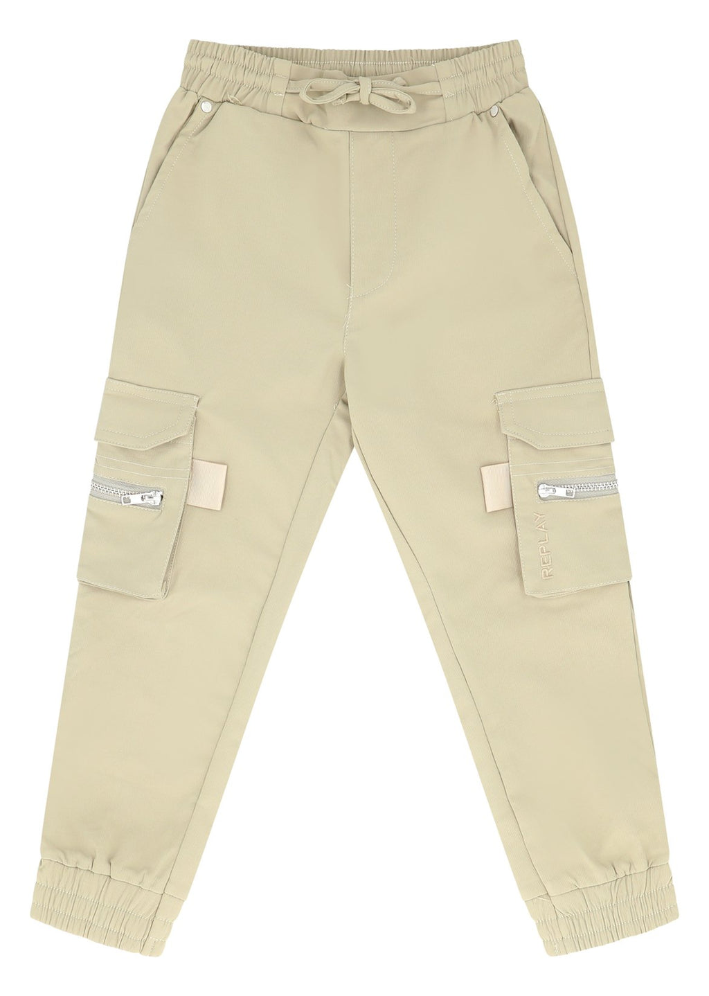 מכנסי דגמ"ח REPLAY כיסים בצדדים גומי לילדים BEIGE / 2Y
