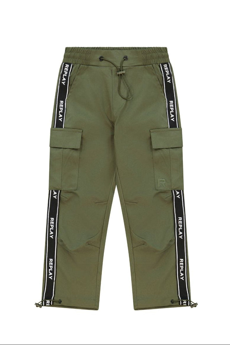 מכנסי דגמ"ח REPLAY כיסים בצדדים גומי לוגו מותג לילדים