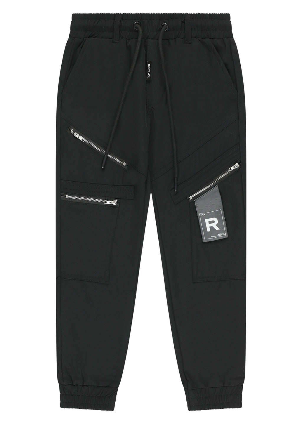 מכנסי דגמ״ח REPLAY עם כיסי צד קארגו ולוגו קטן לילדים BLACK / 2Y