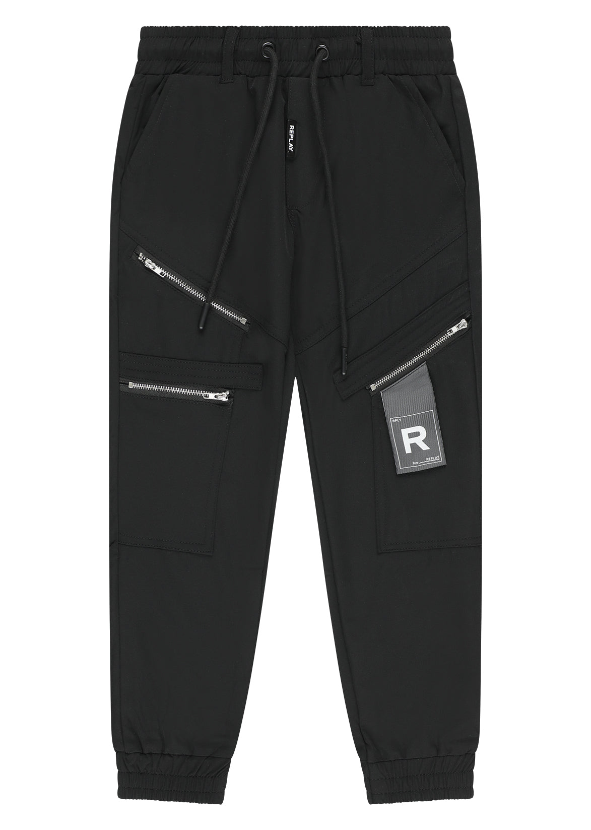 מכנסי דגמ״ח REPLAY עם כיסי צד קארגו ולוגו קטן לילדים BLACK / 2Y