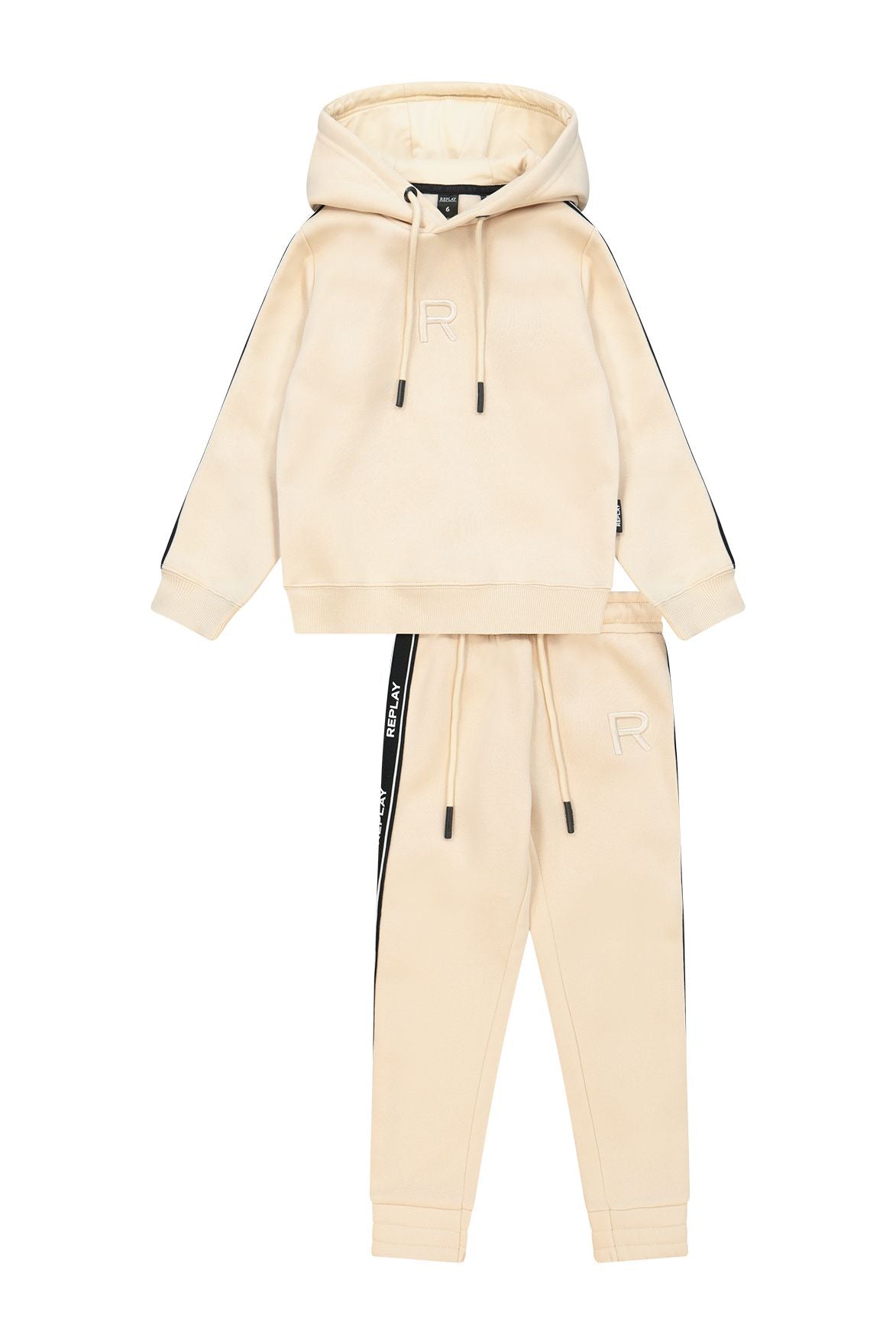 חליפת טרנינג REPLAY עם כובע לוגו מותג בשרוול לילדות BEIGE / 4Y