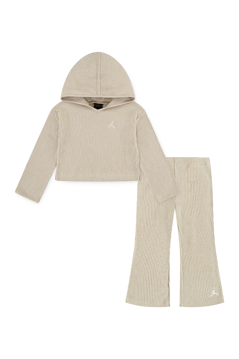 חליפת טרנינג JORDAN קפוצ’ון קרופ ומכנסי פדלפון תואמים לילדות