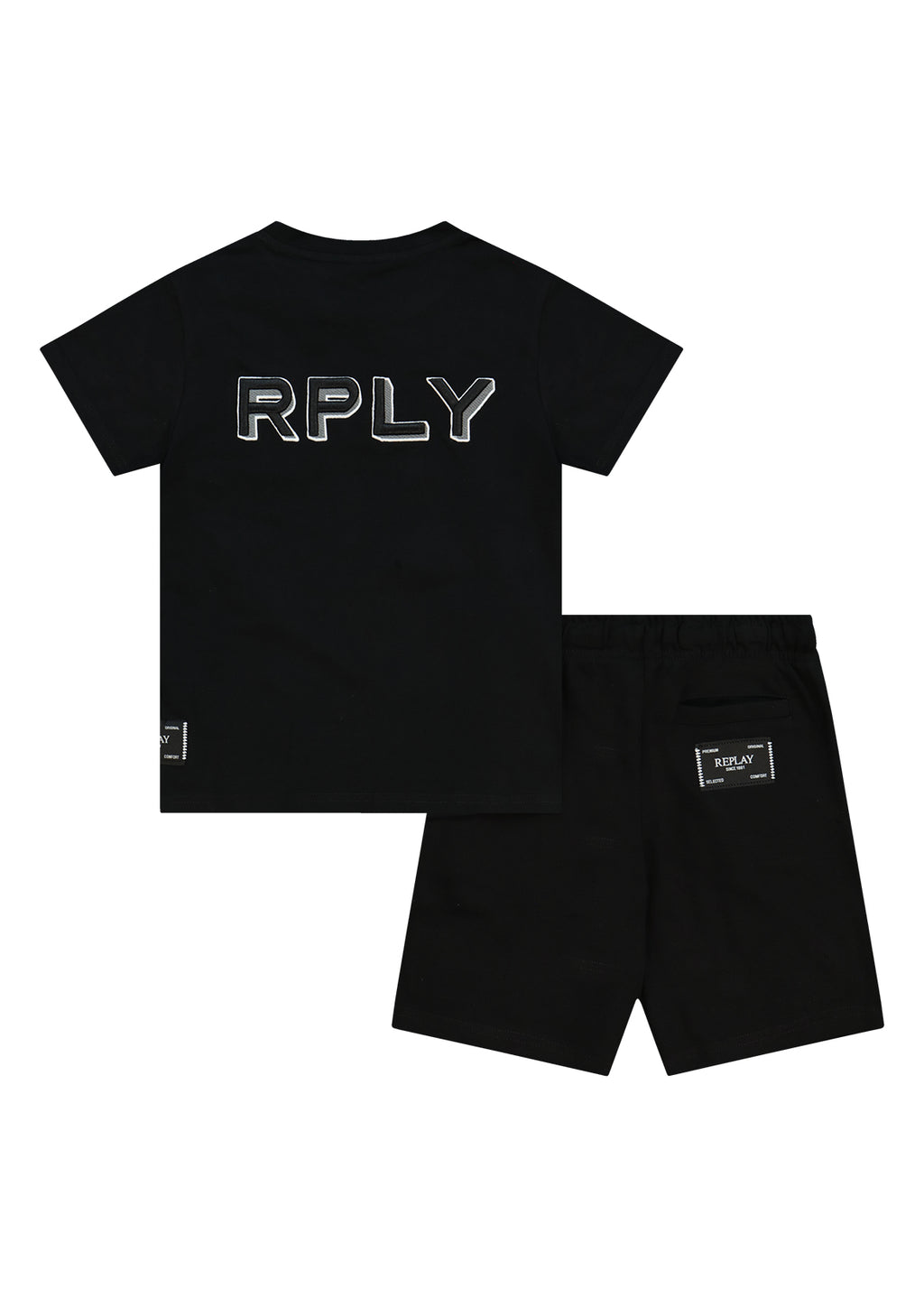 חליפת טריקו REPLAY לוגו RPLY בצד לילדים BLACK / 4Y