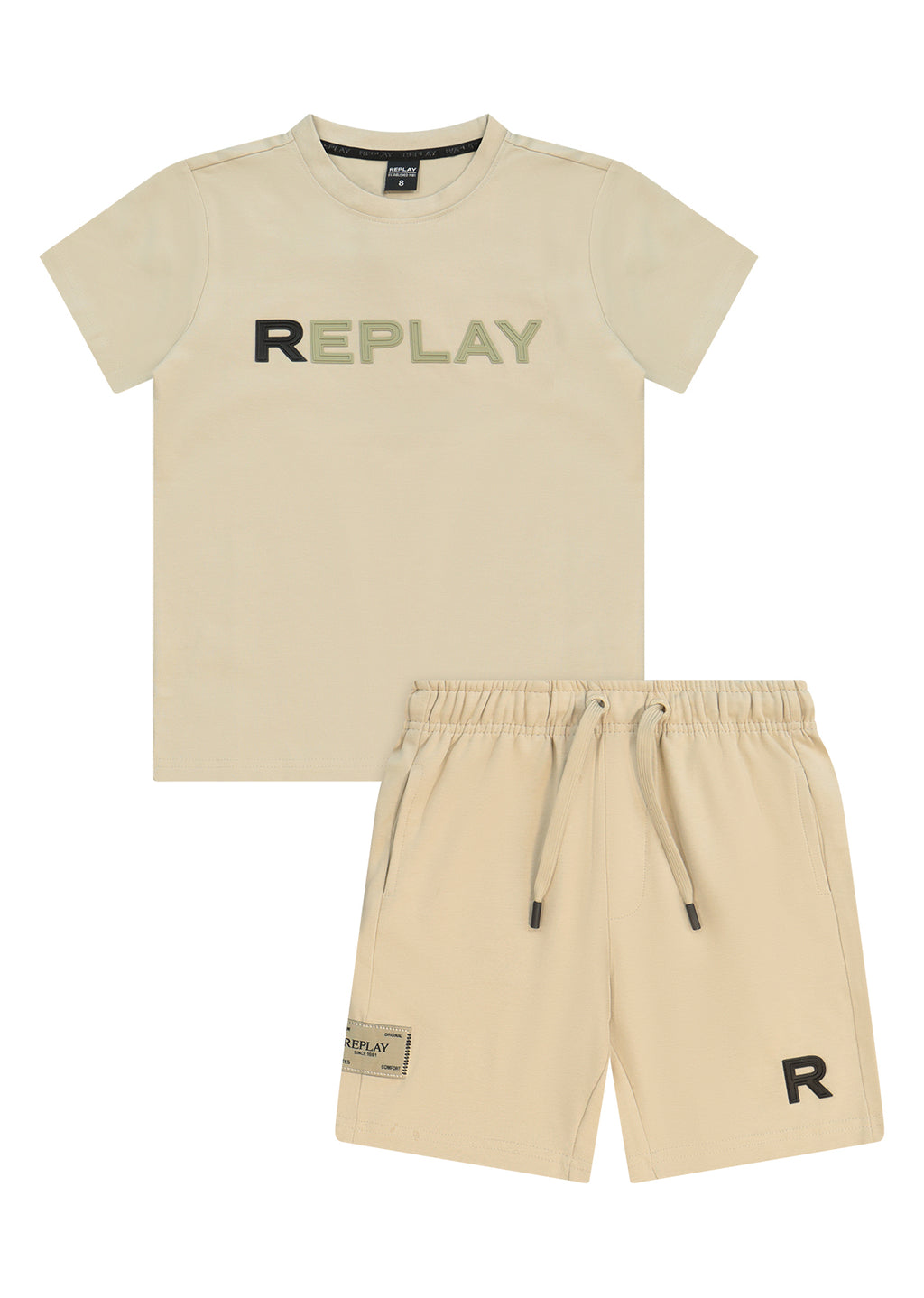 חליפת טריקו REPLAY הדפס לוגו לילדים BROWN / 4Y