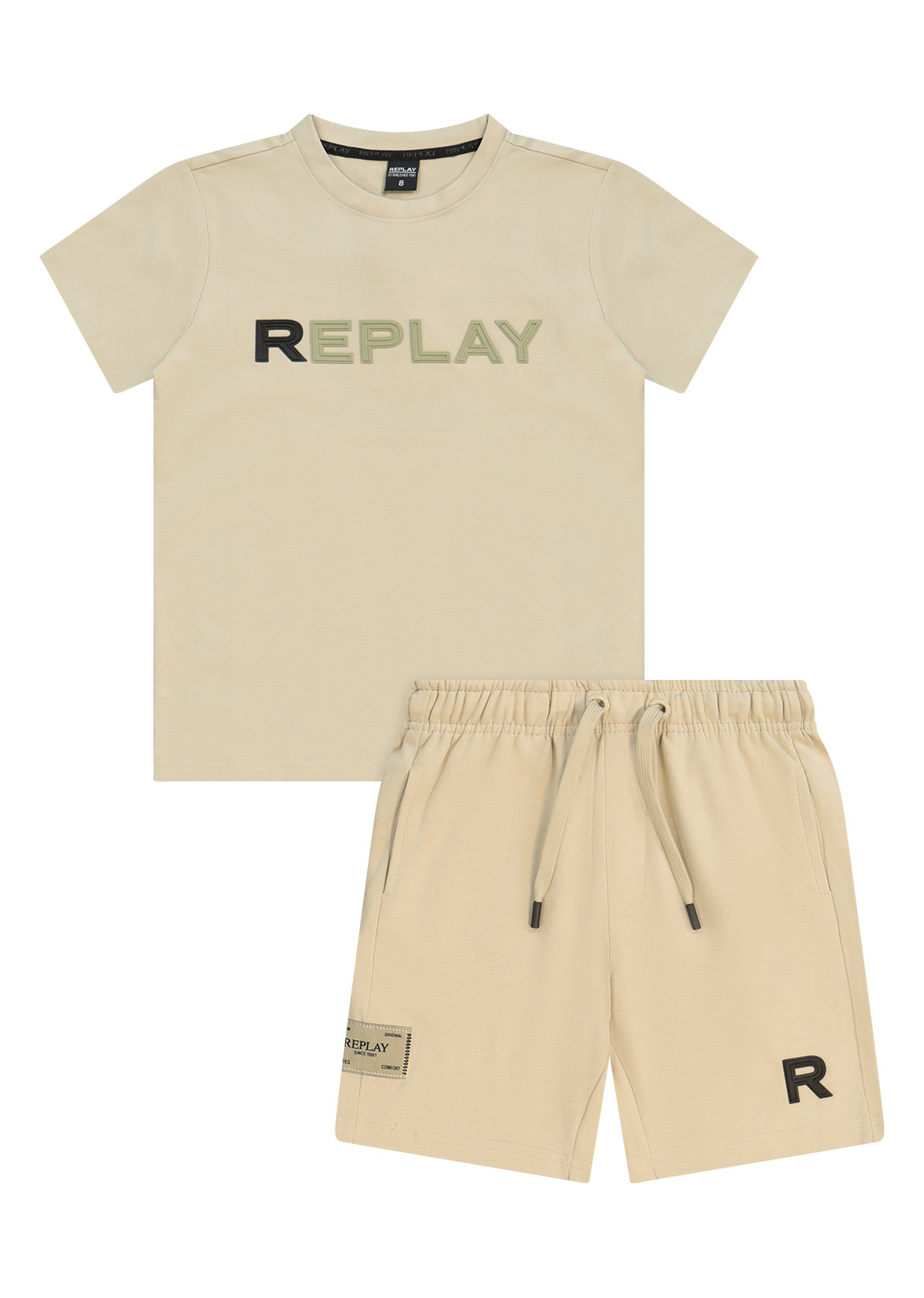 חליפת טריקו REPLAY הדפס לוגו לילדים BROWN / 4Y