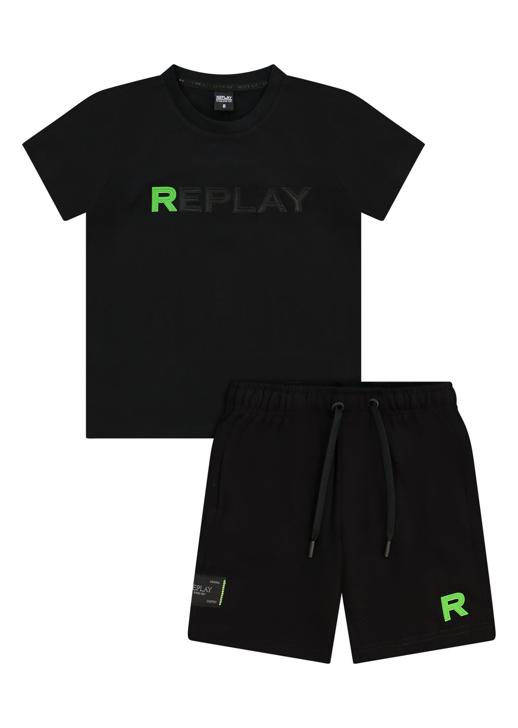 חליפת טריקו REPLAY הדפס לוגו לילדים BLACK / 4Y