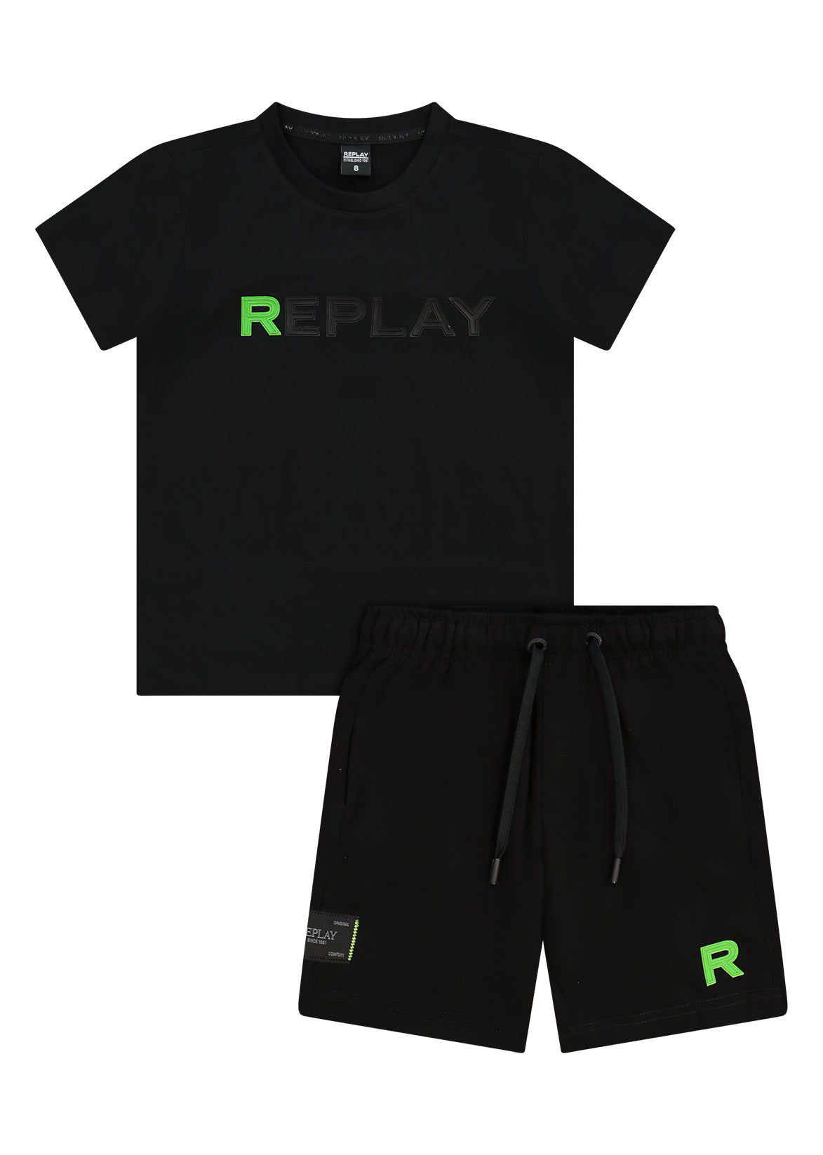 חליפת טריקו REPLAY הדפס לוגו לילדים BLACK / 4Y