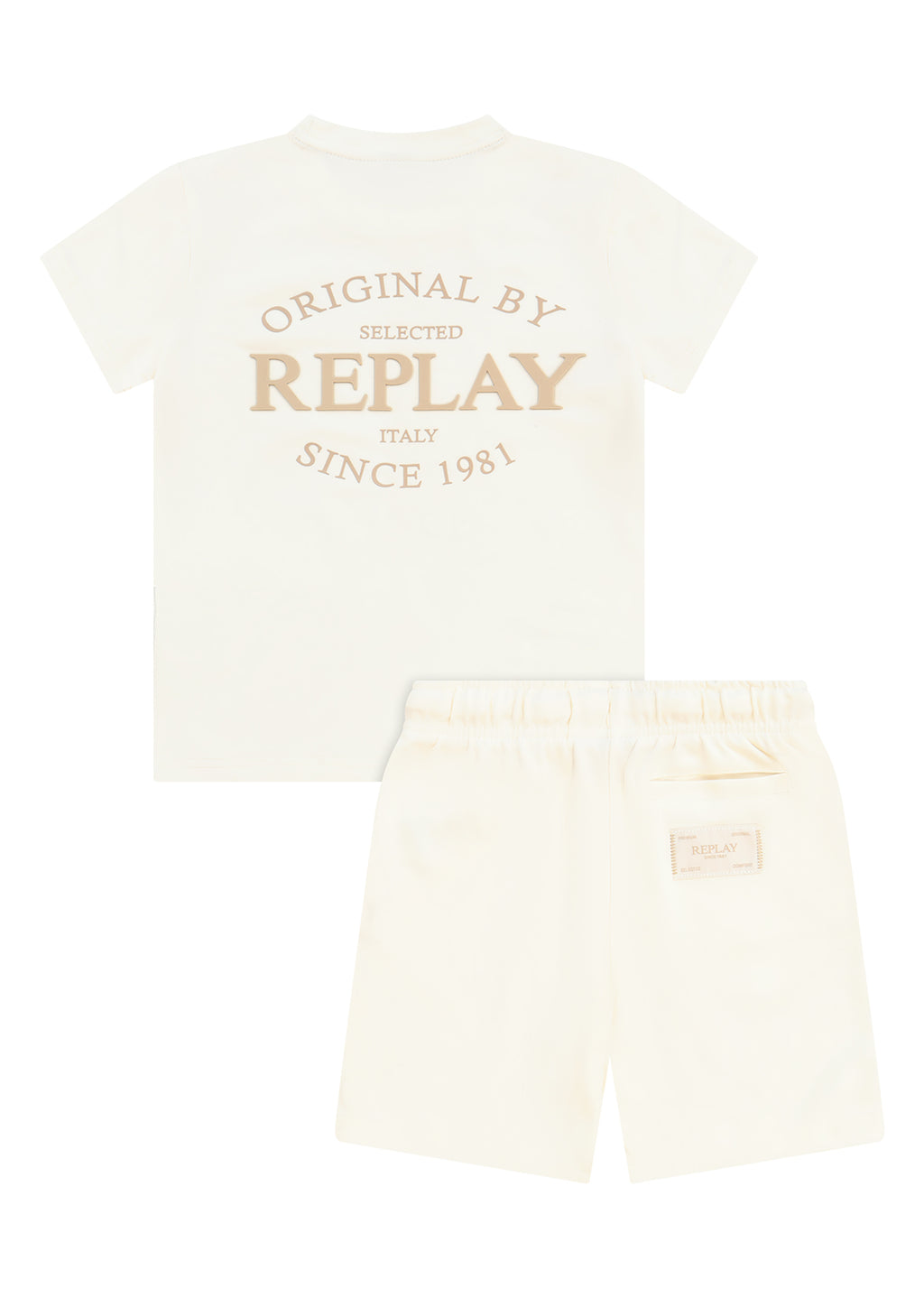חליפת טריקו REPLAY הדפס לוגו קלאסי לילדים BEIGE / 4Y