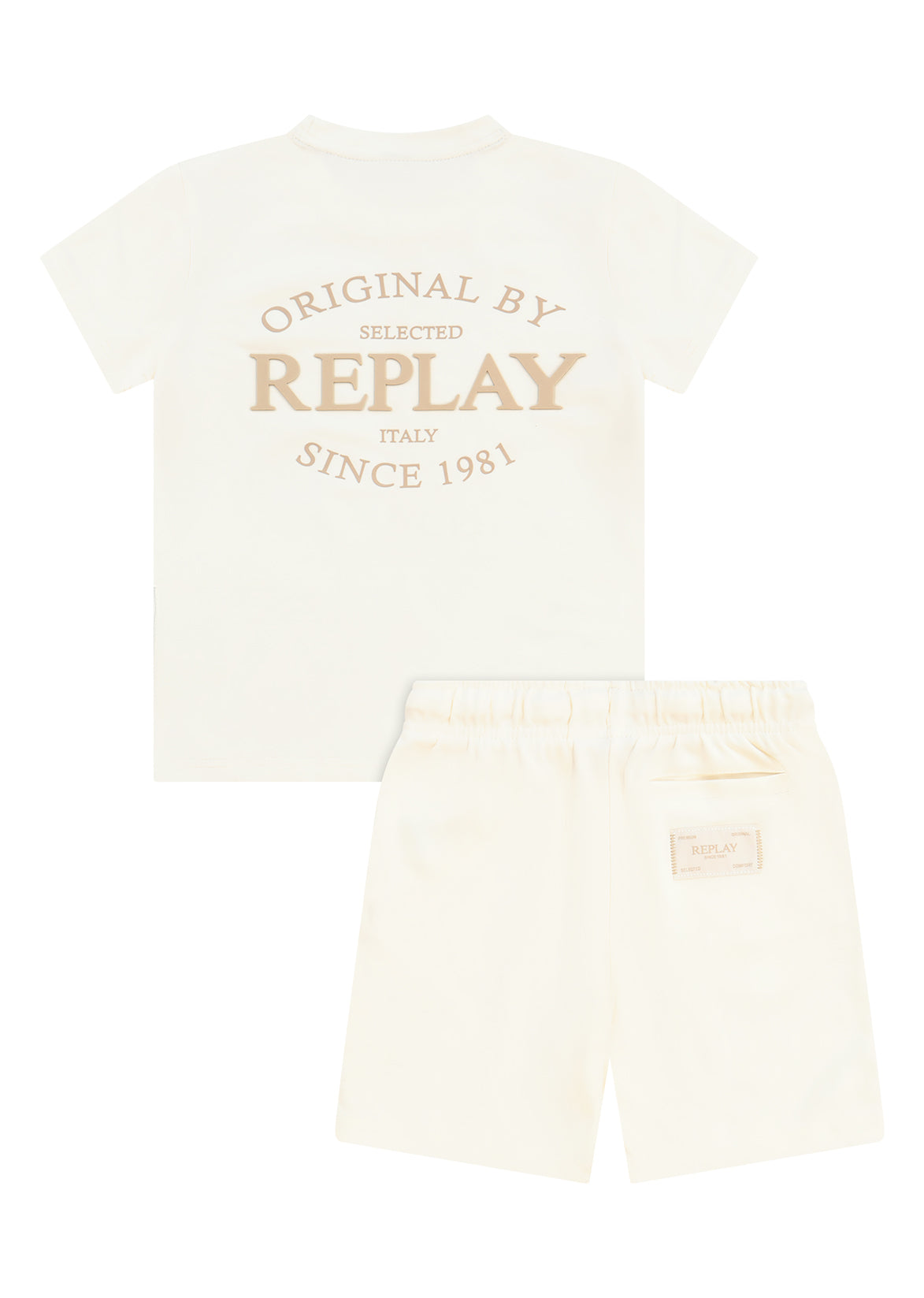 חליפת טריקו REPLAY הדפס לוגו קלאסי לילדים BEIGE / 4Y