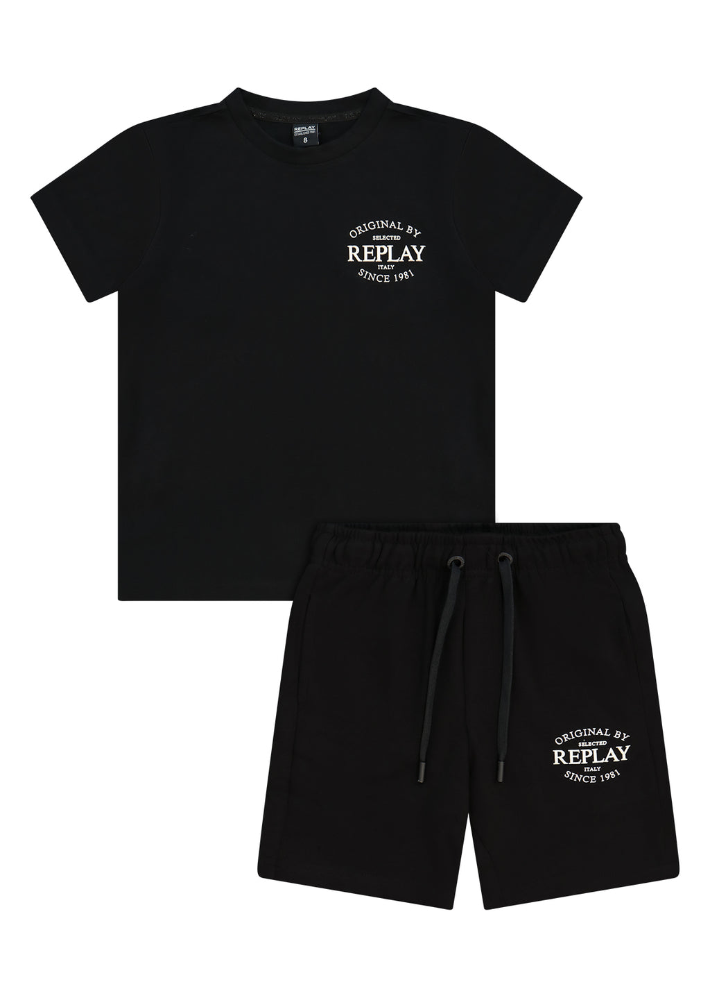 חליפת טריקו REPLAY הדפס לוגו קלאסי לילדים GRAY / 4Y