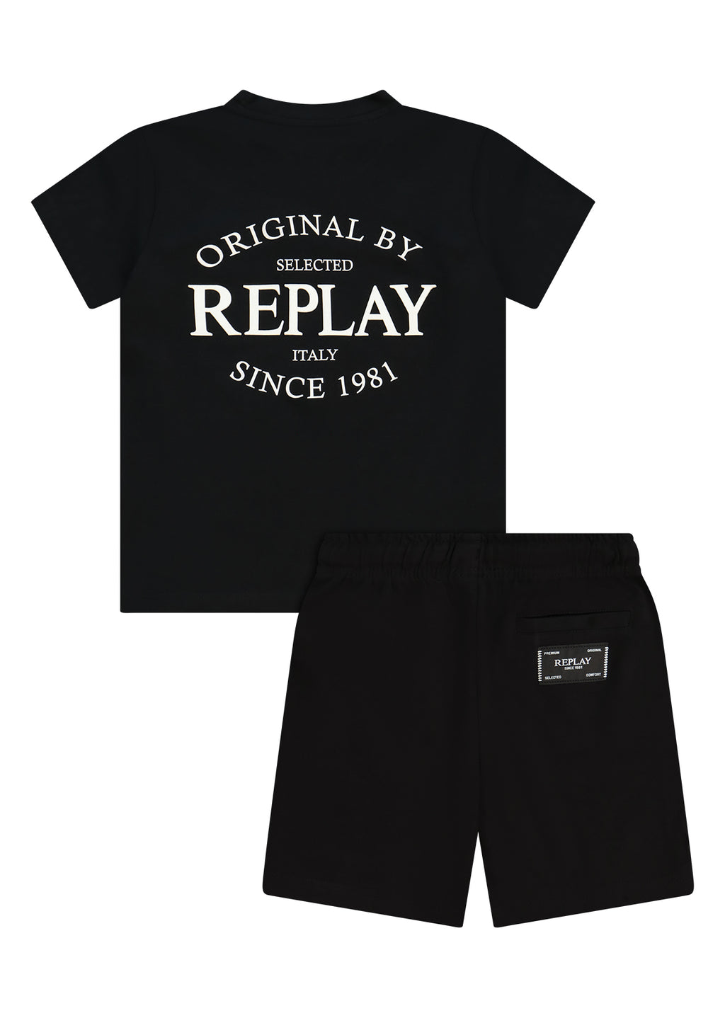חליפת טריקו REPLAY הדפס לוגו קלאסי לילדים GRAY / 4Y