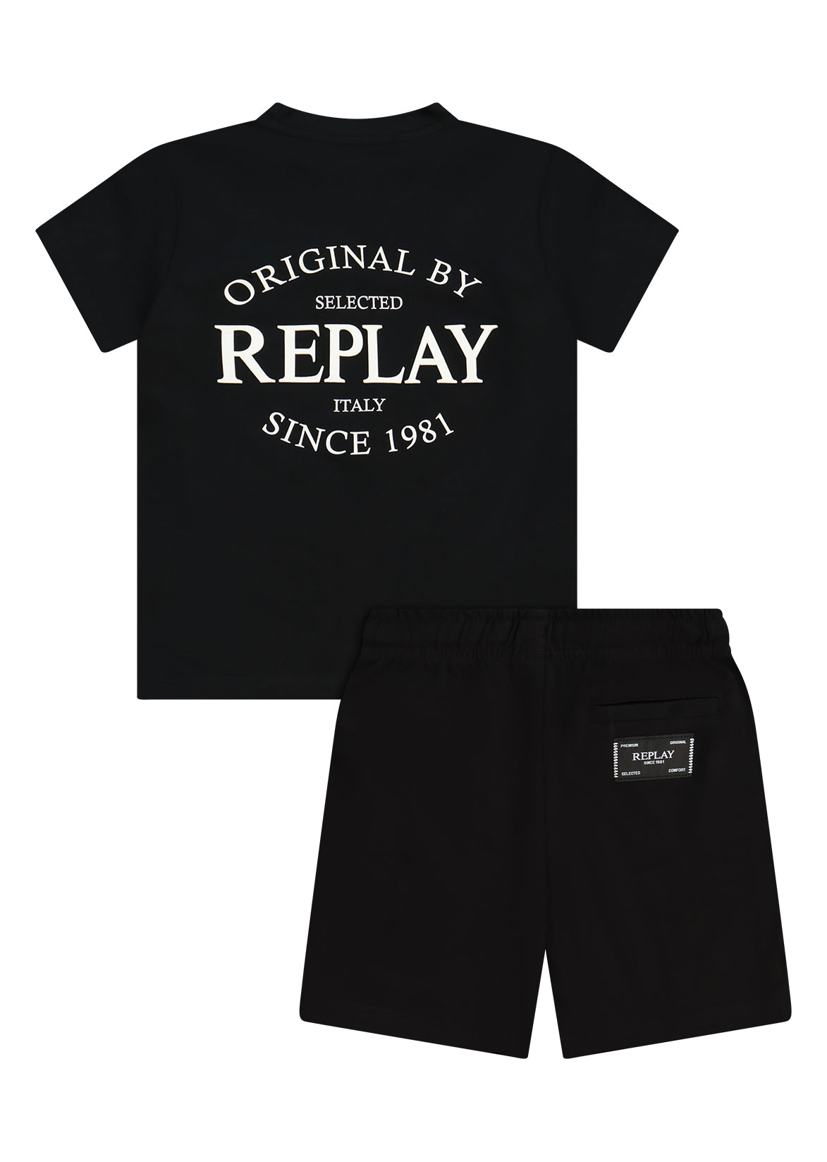 חליפת טריקו REPLAY הדפס לוגו קלאסי לילדים GRAY / 4Y