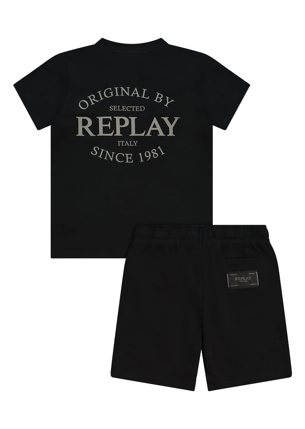 חליפת טריקו REPLAY הדפס לוגו קלאסי לילדים BLACK / 4Y