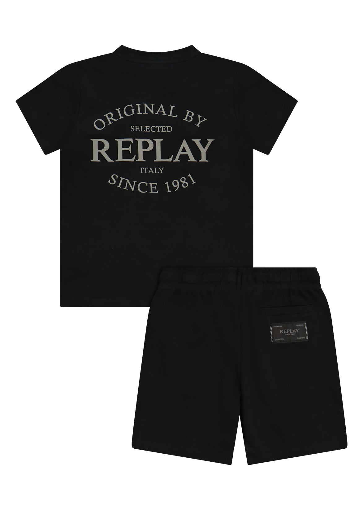 חליפת טריקו REPLAY הדפס לוגו קלאסי לילדים BLACK / 4Y