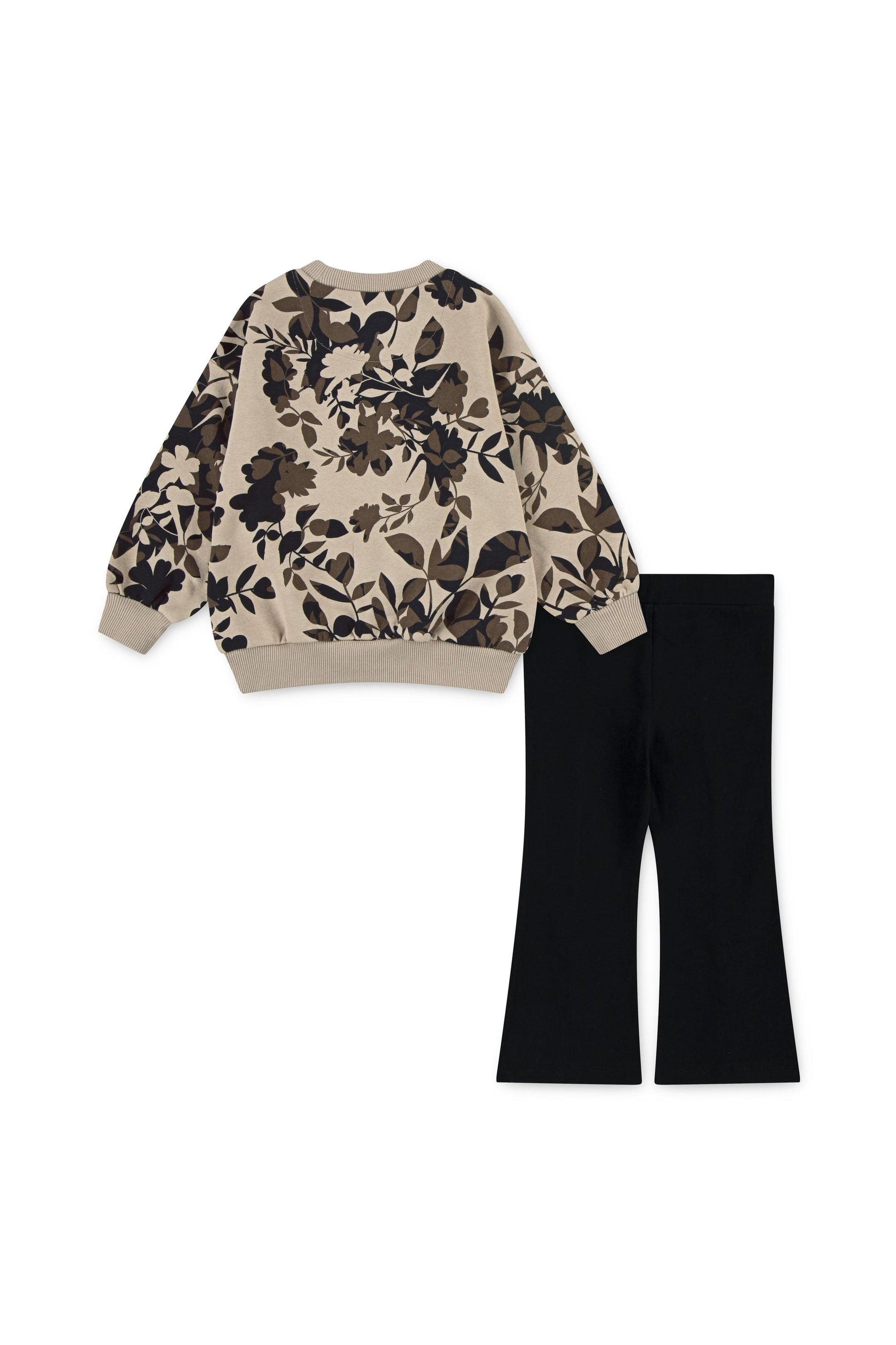 חליפת טרנינג NIKE בהדפס פרחוני ולוגו סווש לילדות BEIGE / 2Y