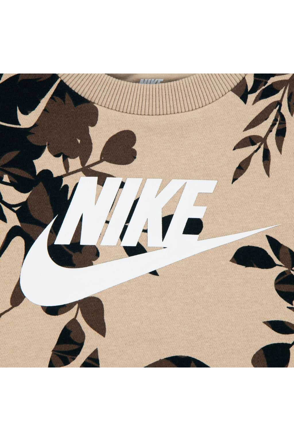 חליפת טרנינג NIKE בהדפס פרחוני ולוגו סווש לילדות BEIGE / 2Y