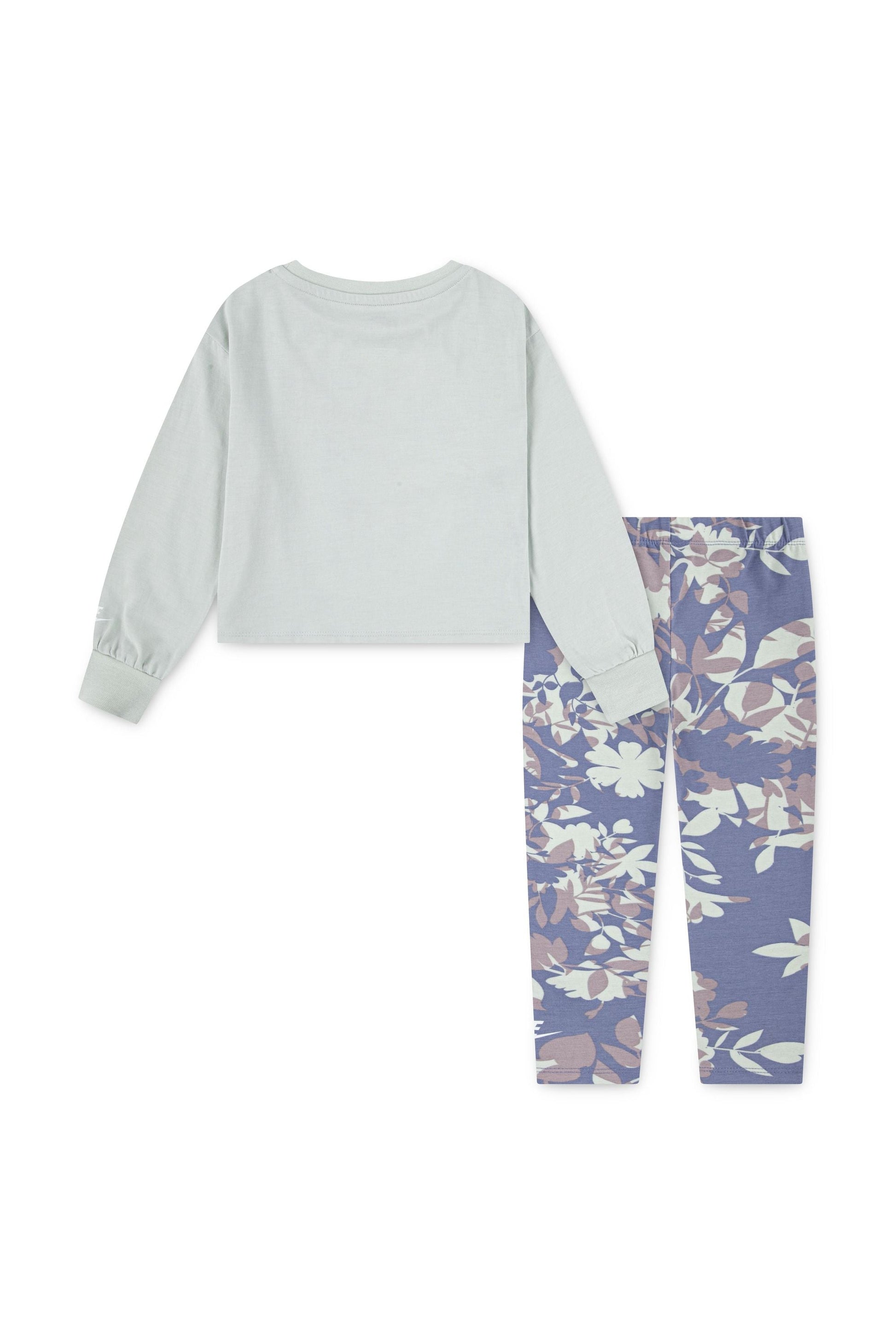 חליפת טרנינג NIKE בהדפס פרחוני וכיתוב לילדות Green / 2Y