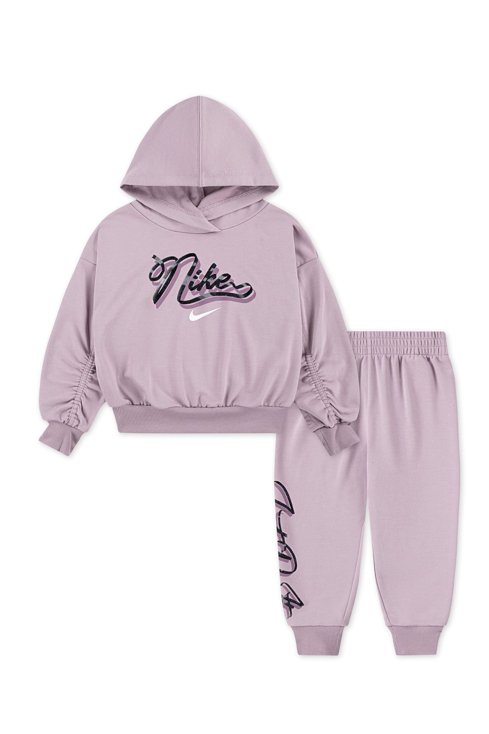 חליפת טרנינג NIKEעם קפוצ'ון והדפס לוגו גרפי לילדות Pink / 2Y