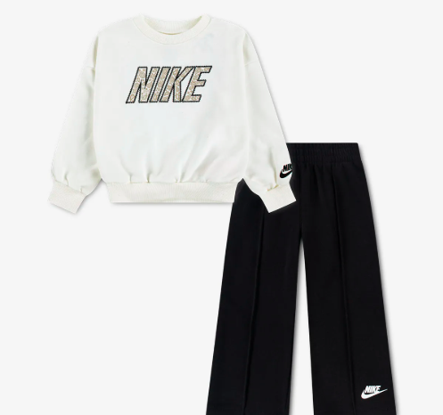 חליפת טרנינג NIKE סווטשירט ומכנסיים רחבים לילדות WHITE / 2Y