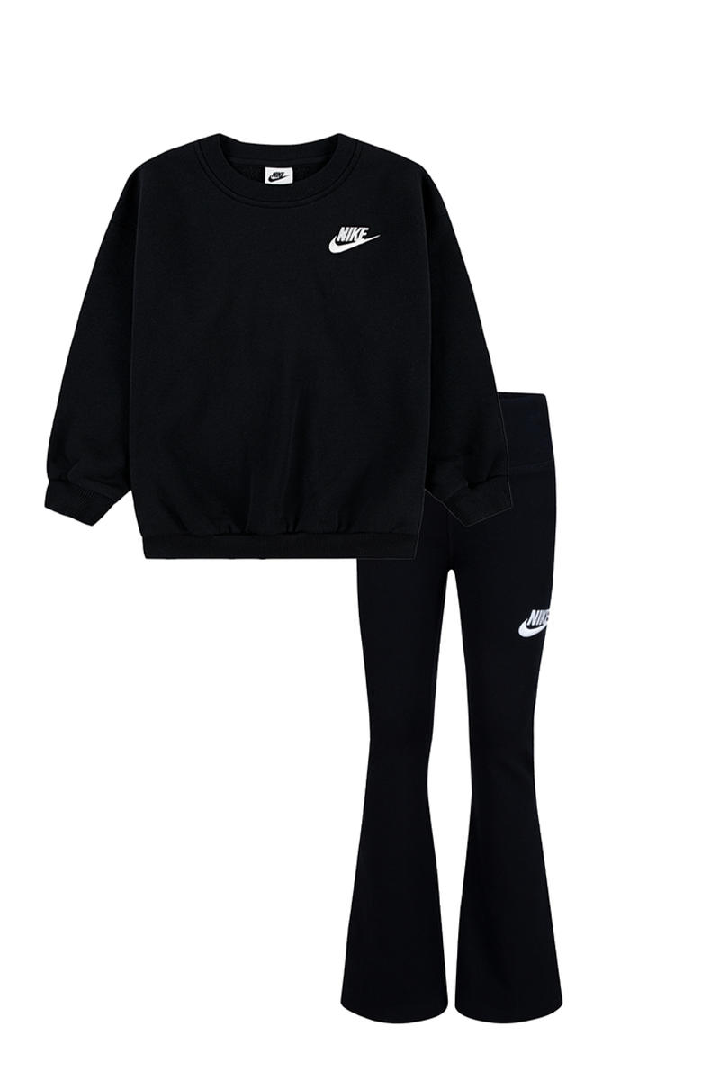 חליפת טייץ NIKE עם סווטשירט תואם ולוגו לילדות