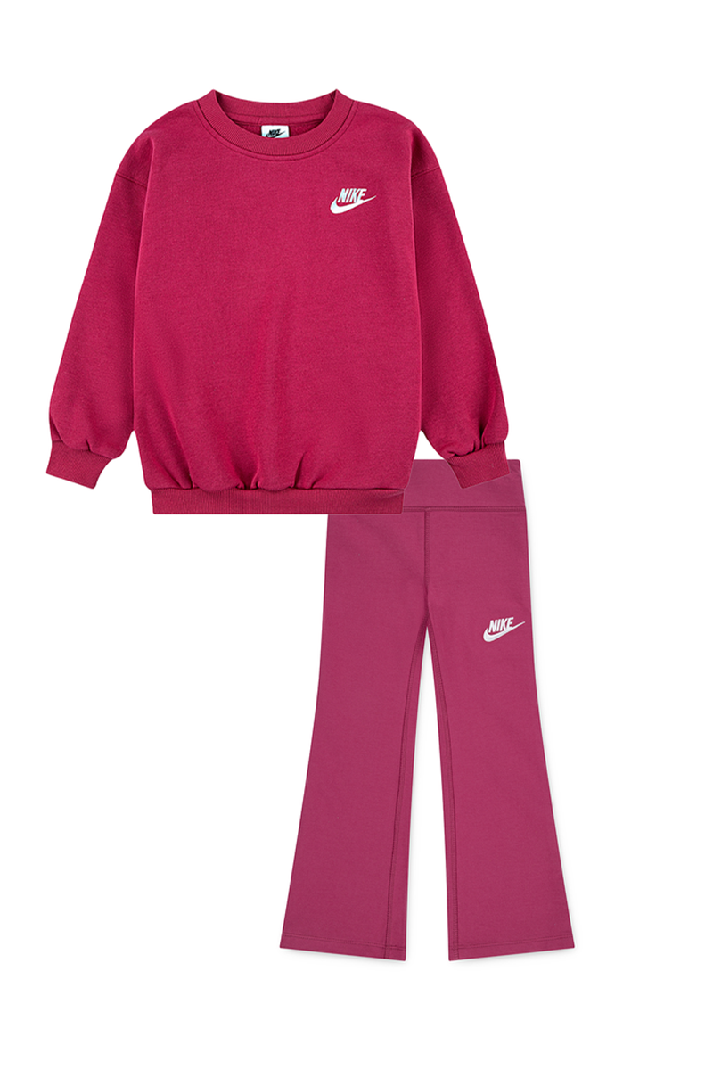 חליפת טייץ NIKE עם סווטשירט תואם ולוגו לילדות