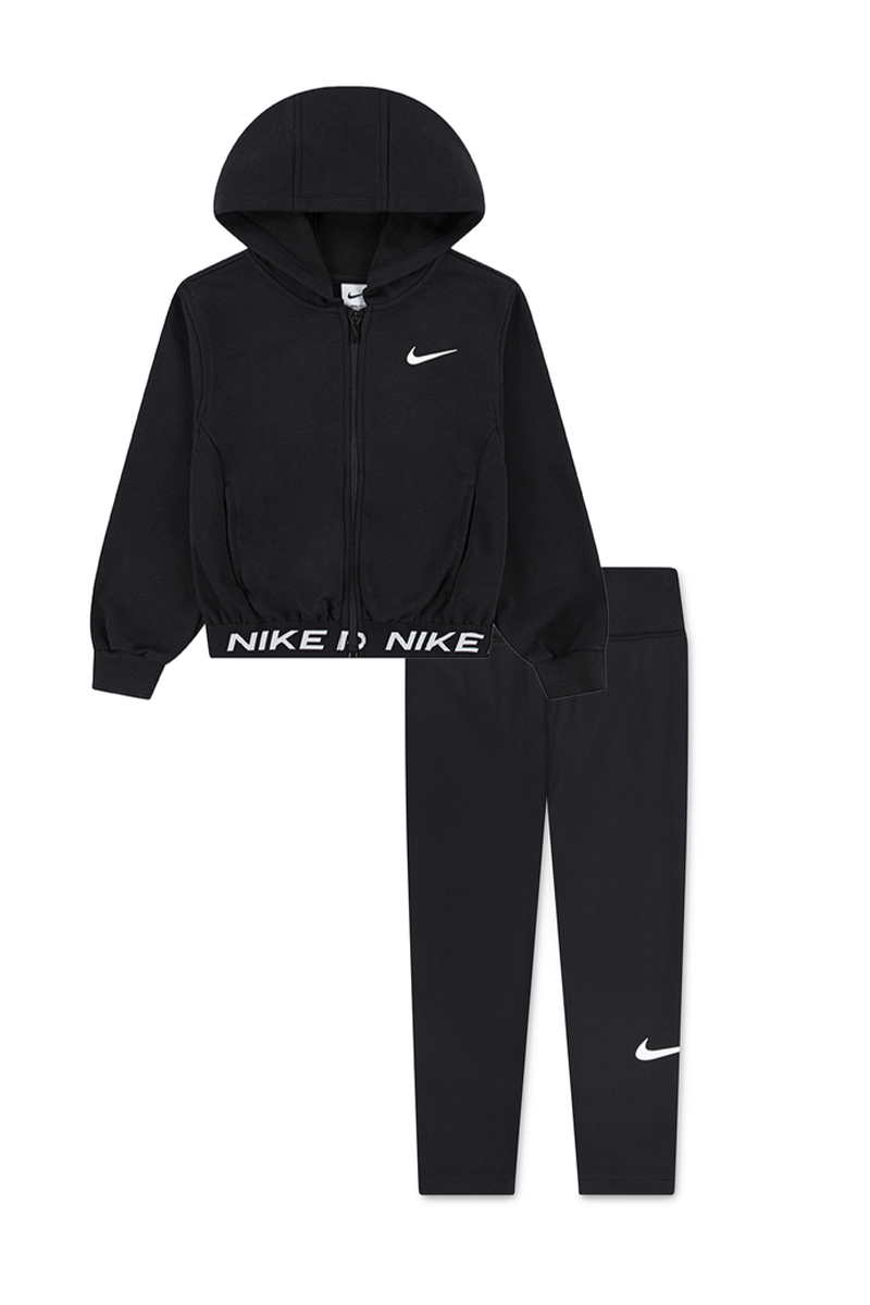 חליפת טייץ NIKE קפוצ'ון ורוכסן והדפס לוגו לילדות