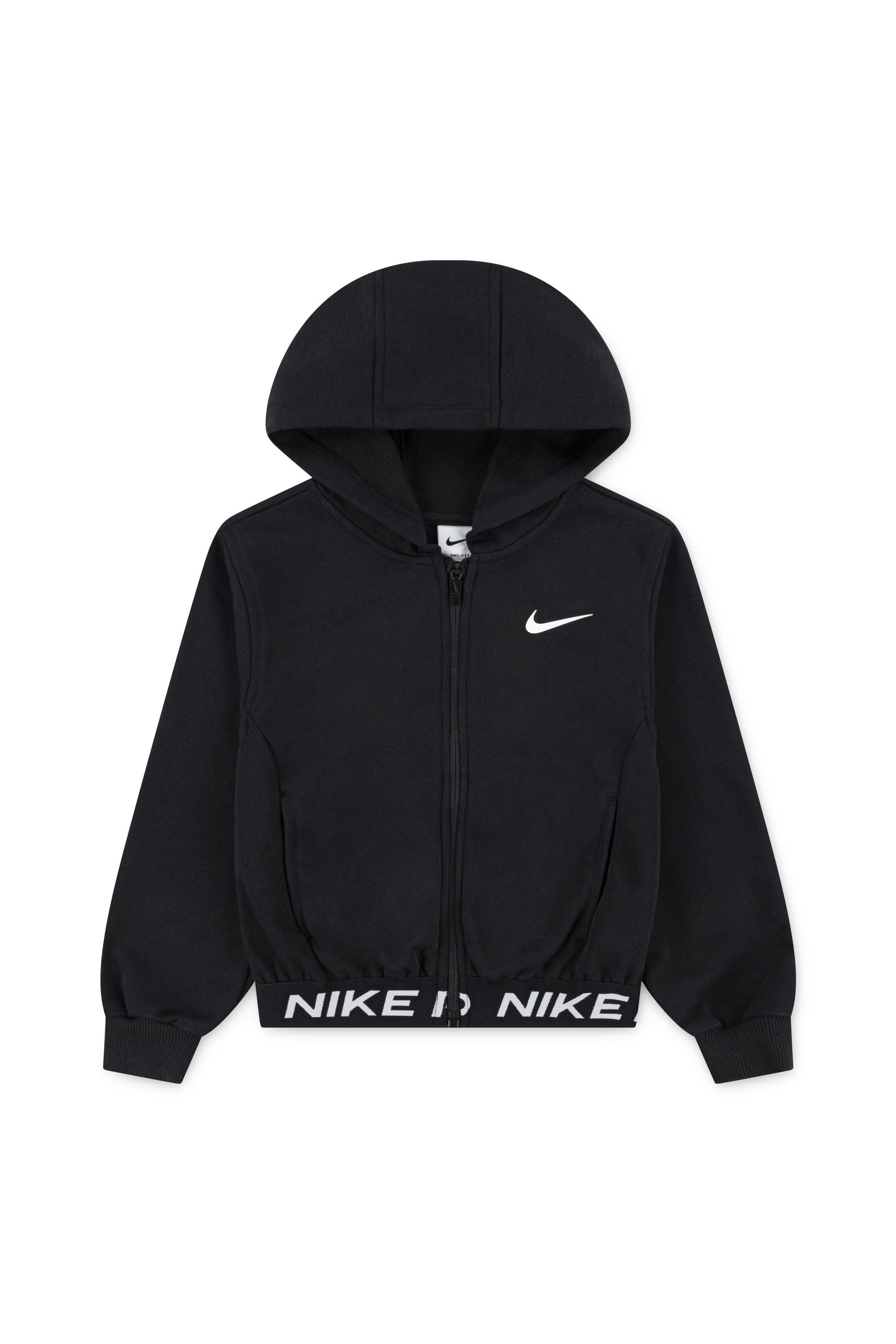 חליפת טייץ NIKE קפוצ'ון ורוכסן והדפס לוגו לילדות BLACK / 4XY