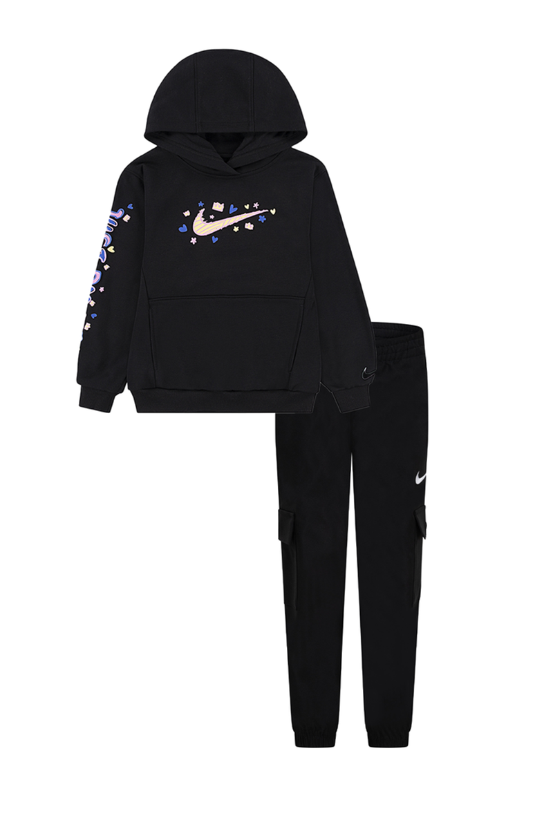 חליפת טרנינג NIKE הדפס לוגו צבעוני בחזית לילדות