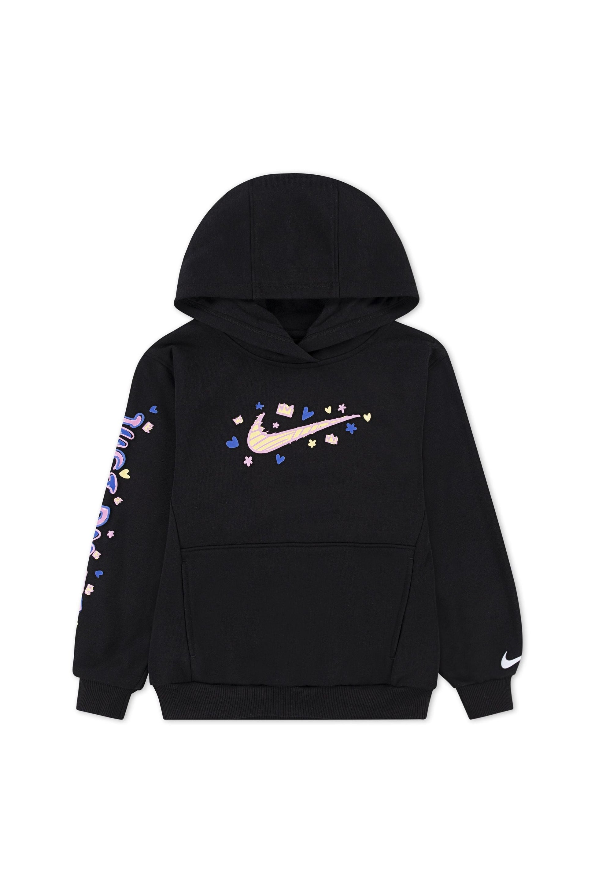 חליפת טרנינג NIKE הדפס לוגו צבעוני בחזית לילדות BLACK / 4XY