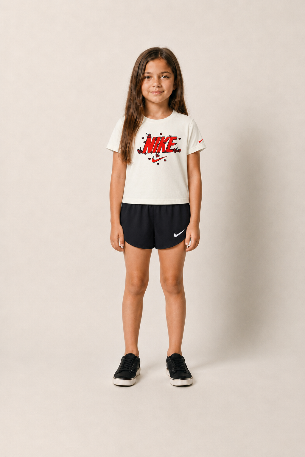 לילדות CHERRY BOXY TEE NIKE חליפת חצאית BROWN / 4XY