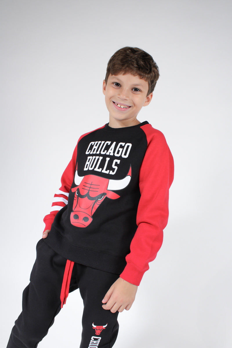 חליפת טרנינג NAMES CHICAGO BULLS הדפס שור באמצע לילדים