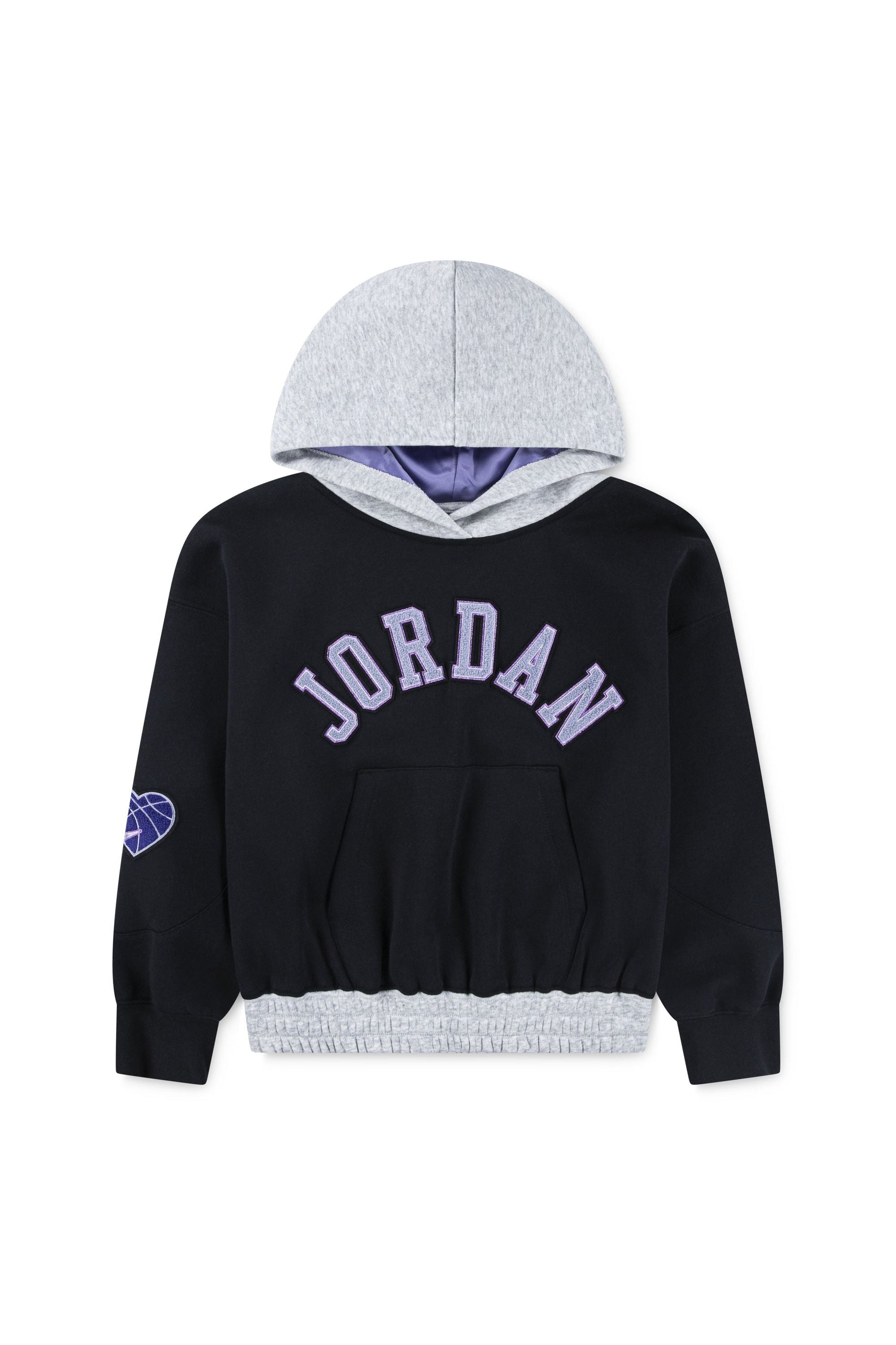 חליפת טרנינג JORDAN עם לוגו גדול וכיתוב מעוצב לילדות BLACK / 12-13Y