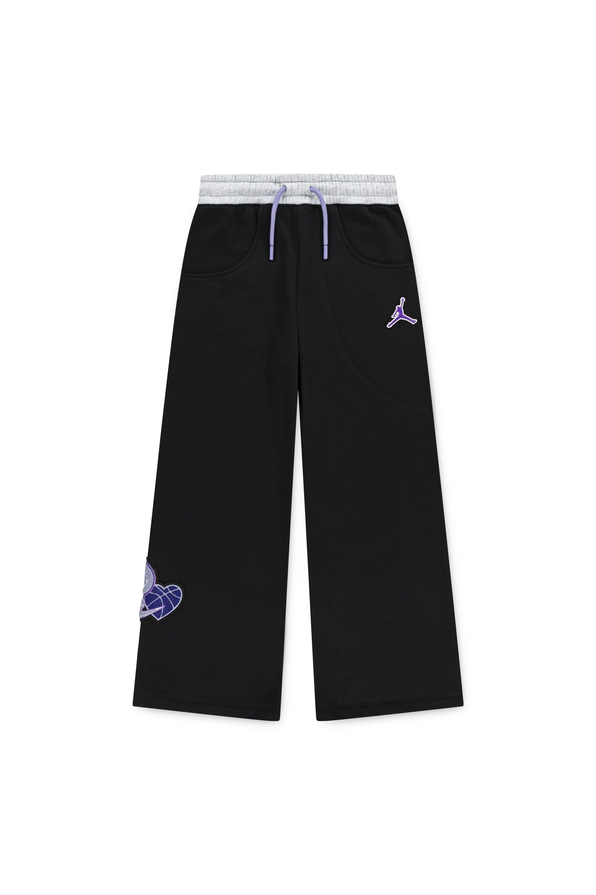 חליפת טרנינג JORDAN עם לוגו גדול וכיתוב מעוצב לילדות BLACK / 12-13Y