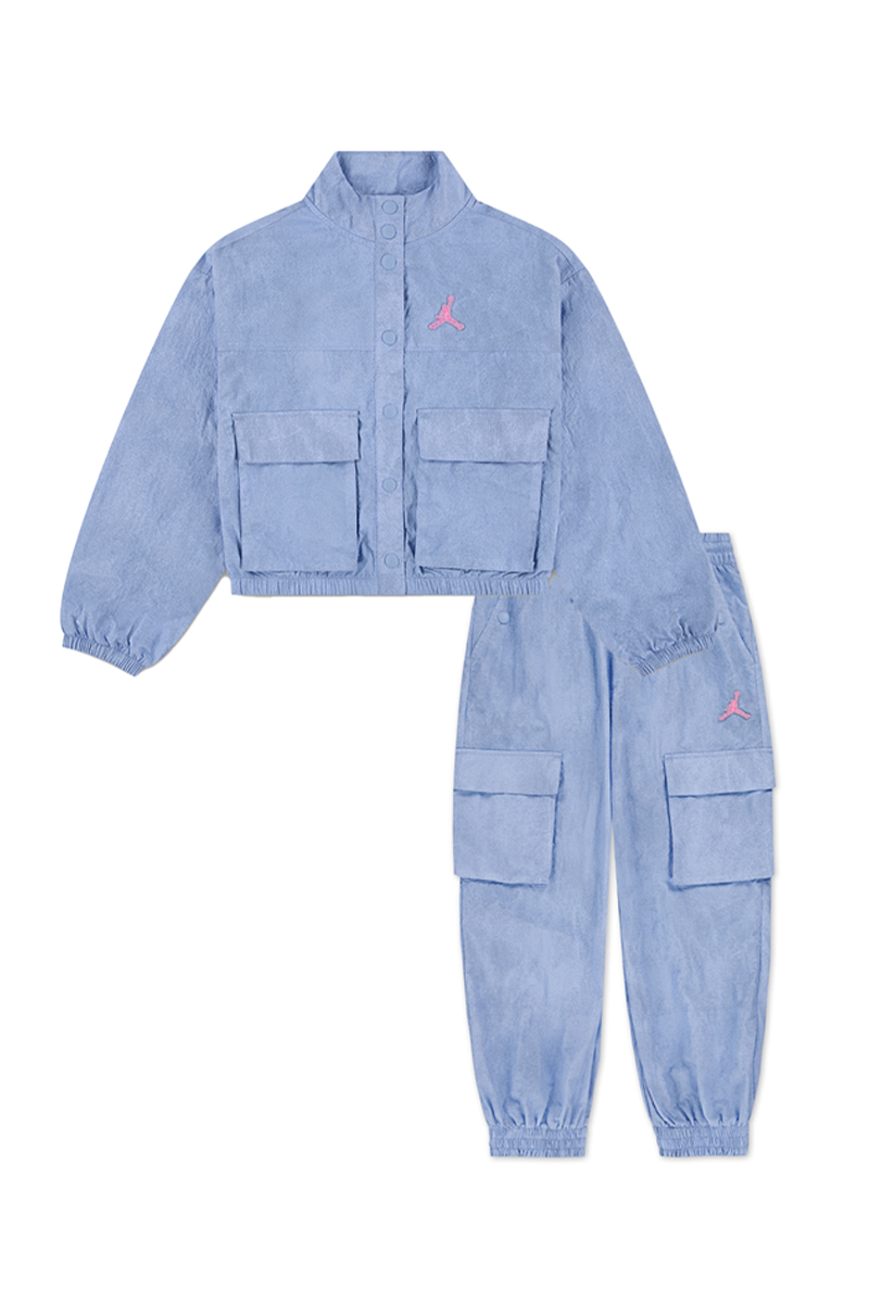 חליפת טרנינג JORDAN מבד טקסטורתי עם כיסים גדולים לילדות