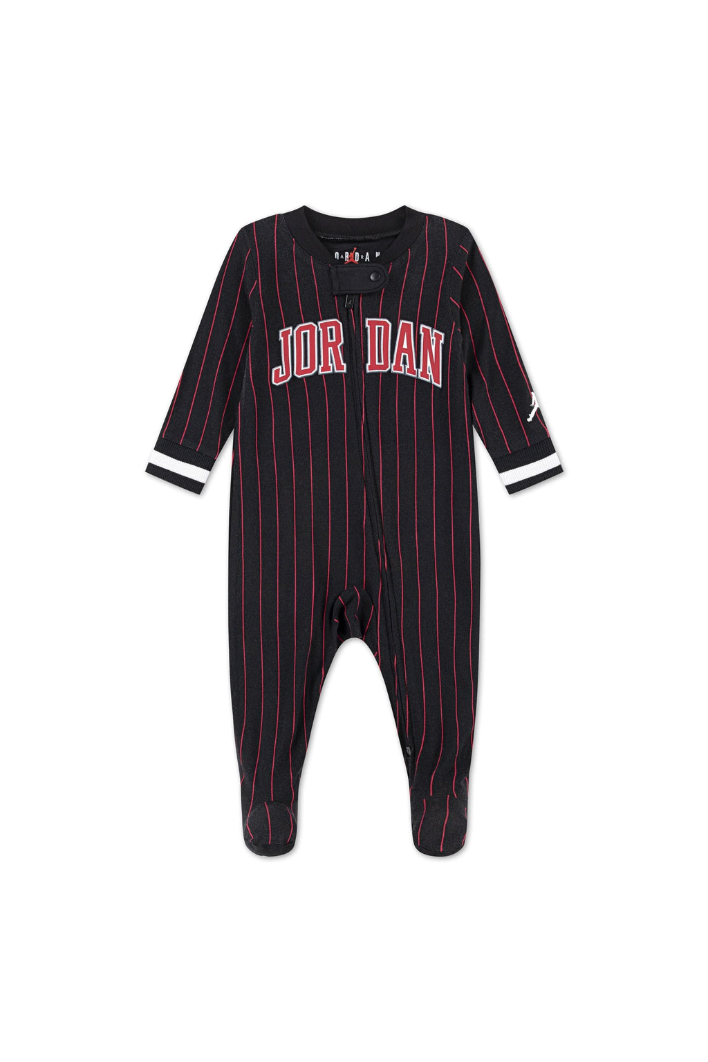 אוברול JORDAN פסים דקים לוגו מודפס בחזה לתינוקות BLACK / NB