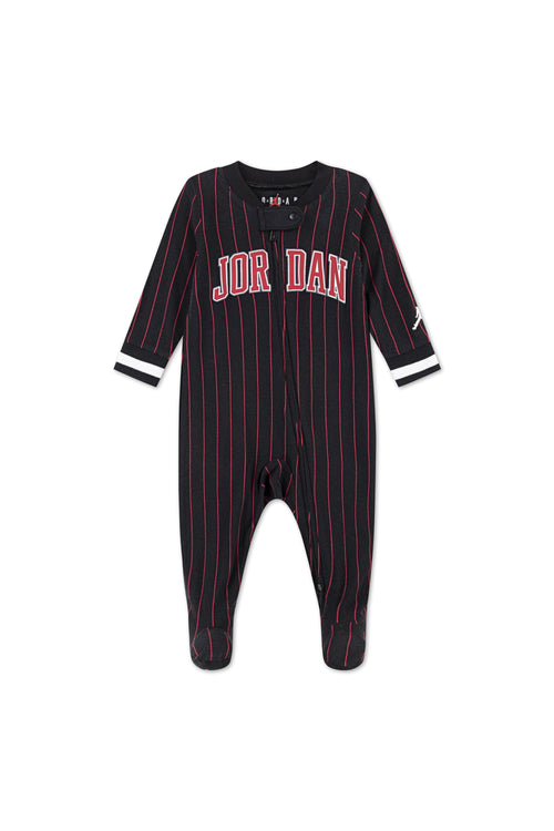 אוברול JORDAN פסים דקים לוגו מודפס בחזה לתינוקות BLACK / NB