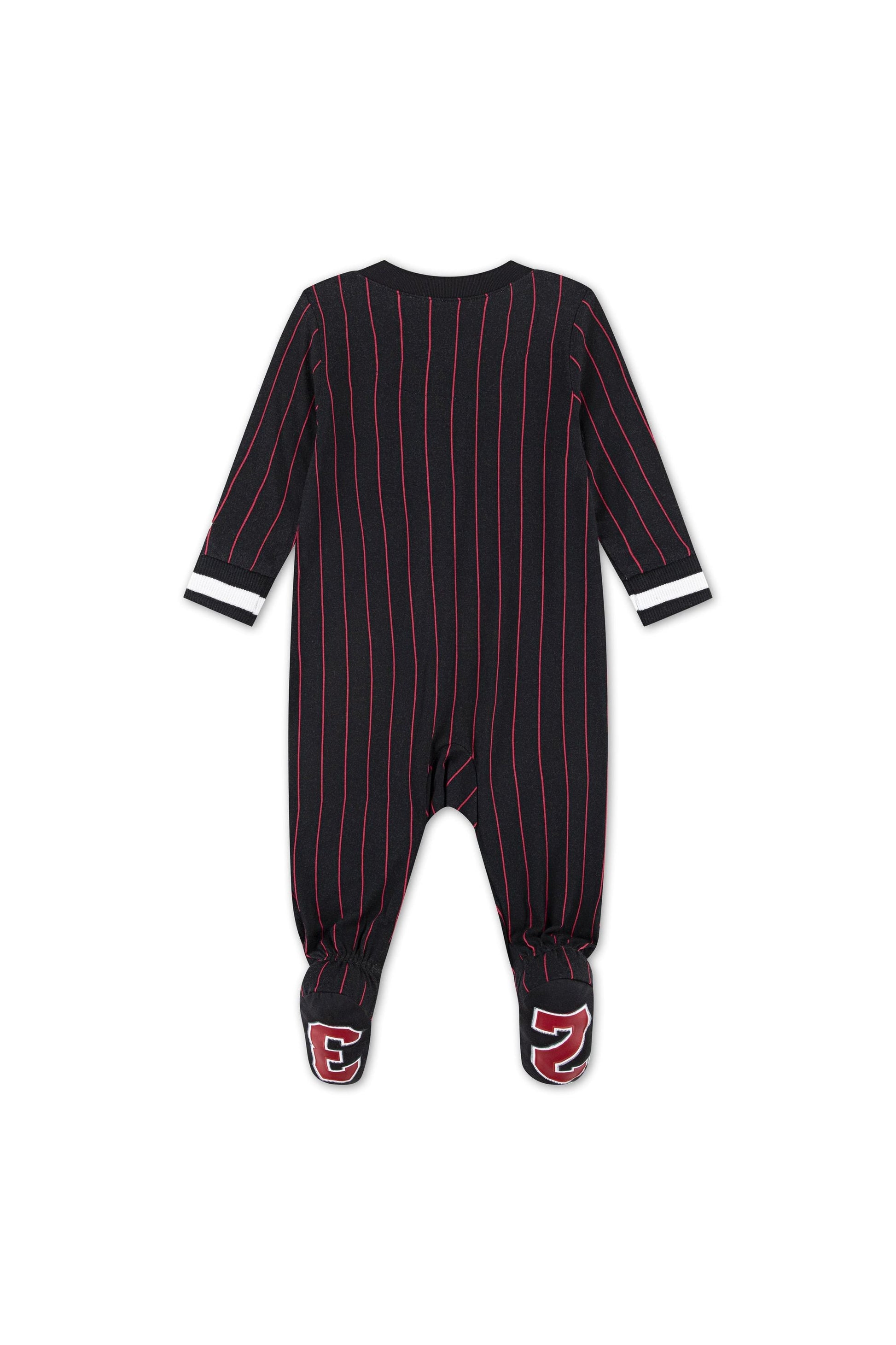 אוברול JORDAN פסים דקים לוגו מודפס בחזה לתינוקות BLACK / NB