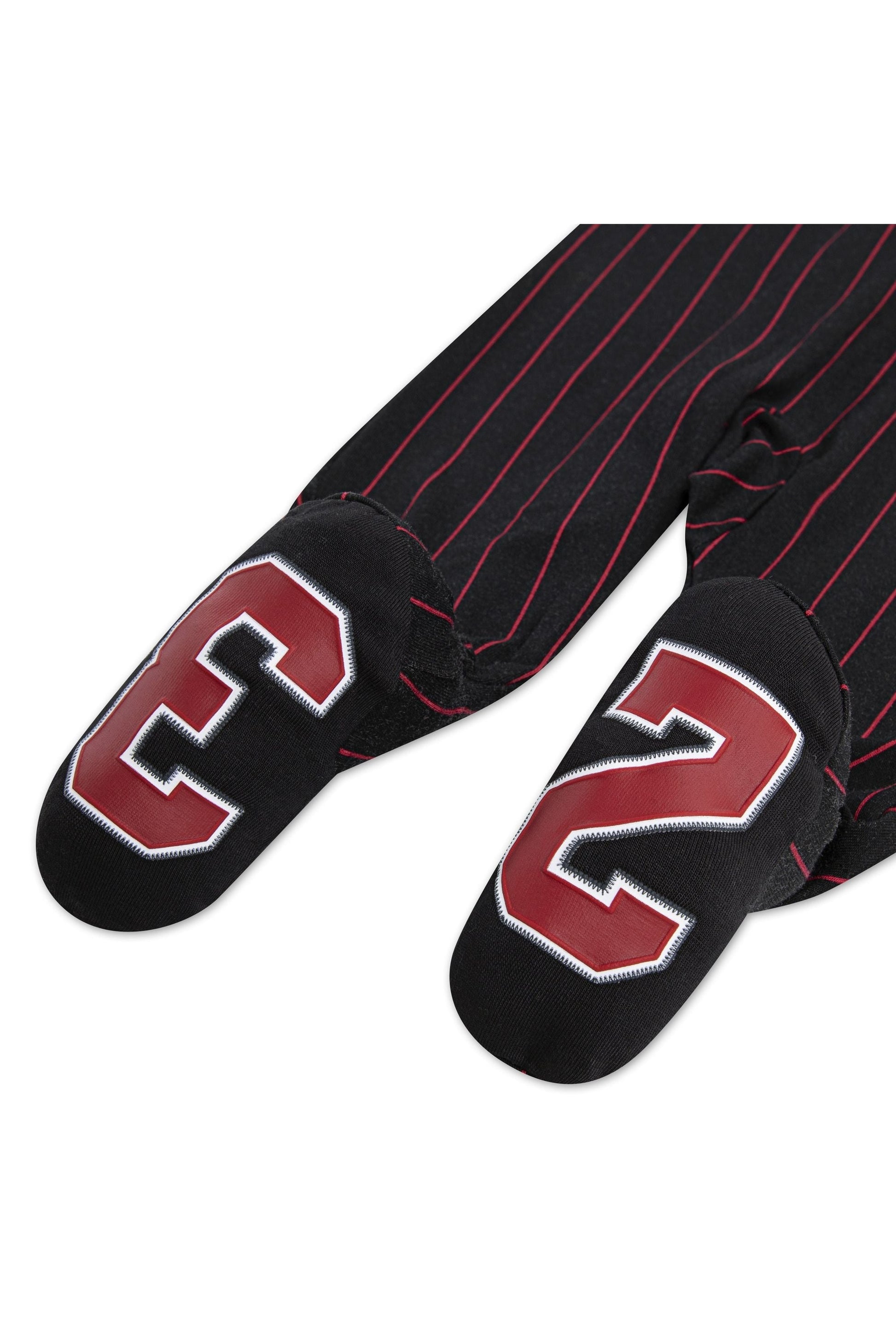 אוברול JORDAN פסים דקים לוגו מודפס בחזה לתינוקות BLACK / NB