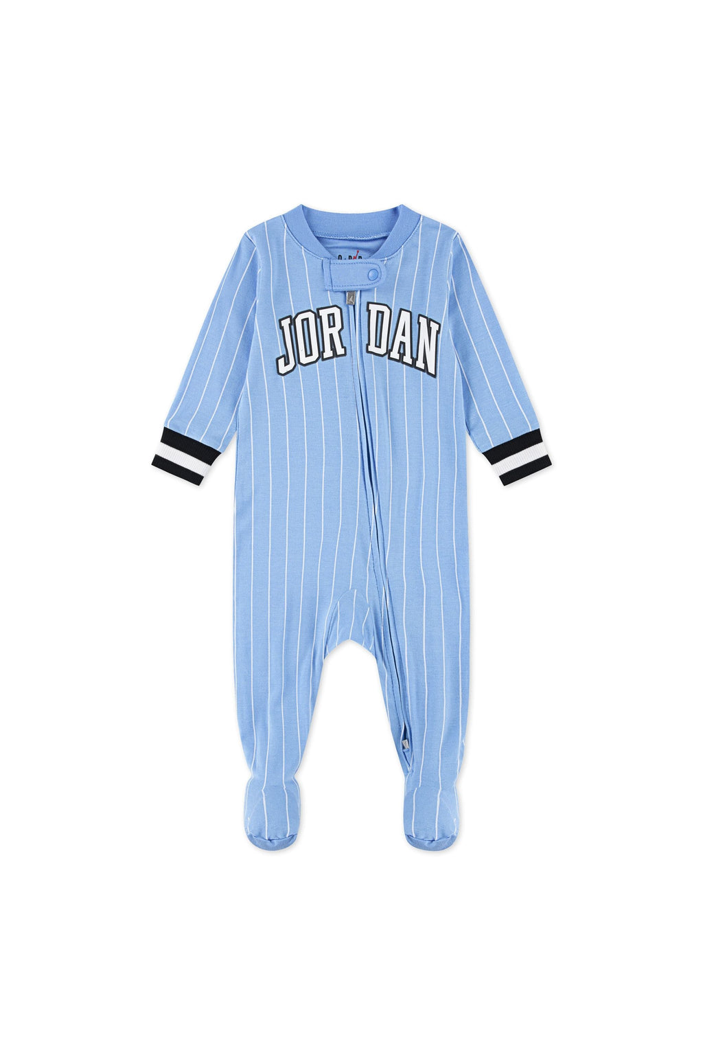 אוברול JORDAN פסים דקים לוגו מודפס בחזה לתינוקות BLUE / NB