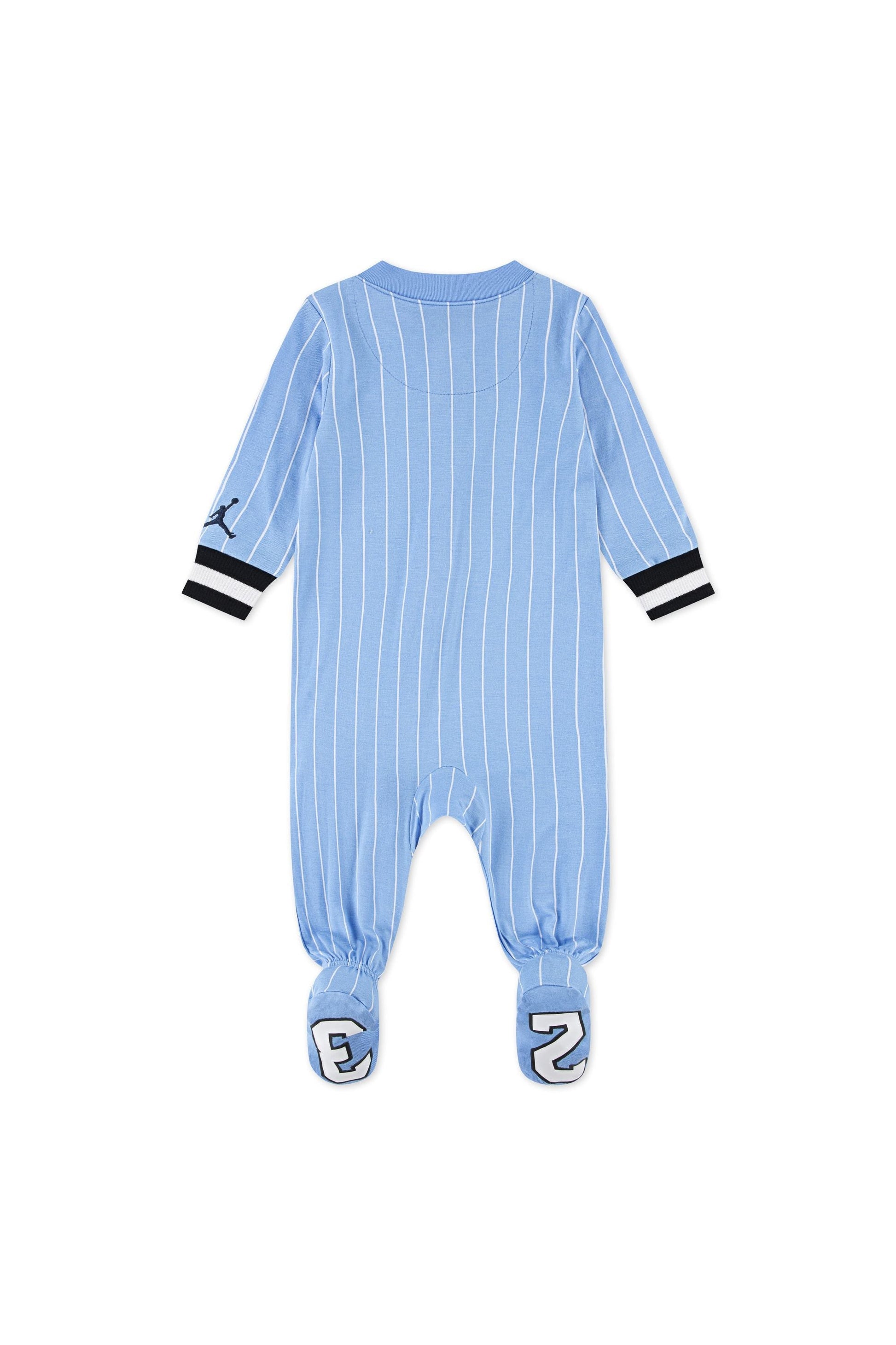 אוברול JORDAN פסים דקים לוגו מודפס בחזה לתינוקות BLUE / NB