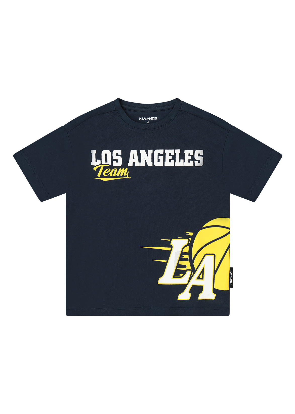 חולצת טישרט NAMES הדפס LOS ANGELES גדול וכדורסל לילדים