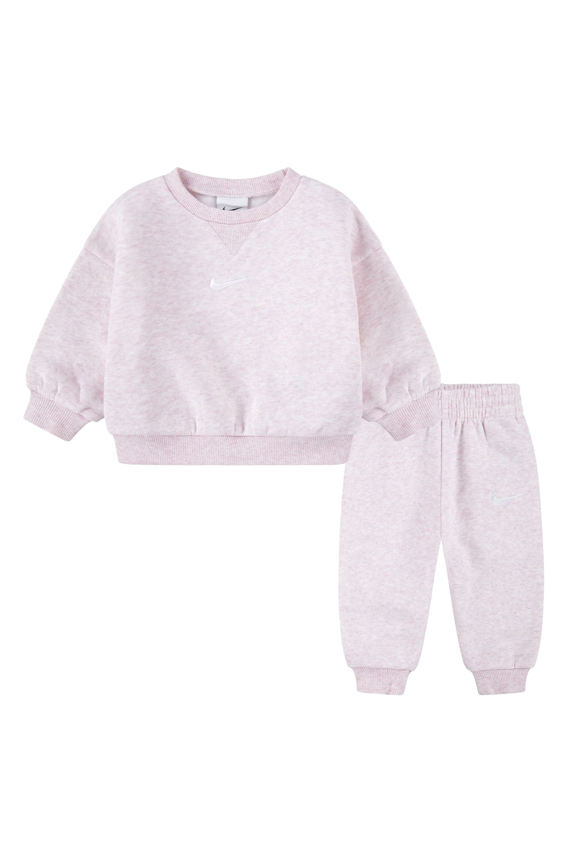 חליפת טרנינג NIKE לוגו סווש קטן בחזית לתינוקות Pink / 12M