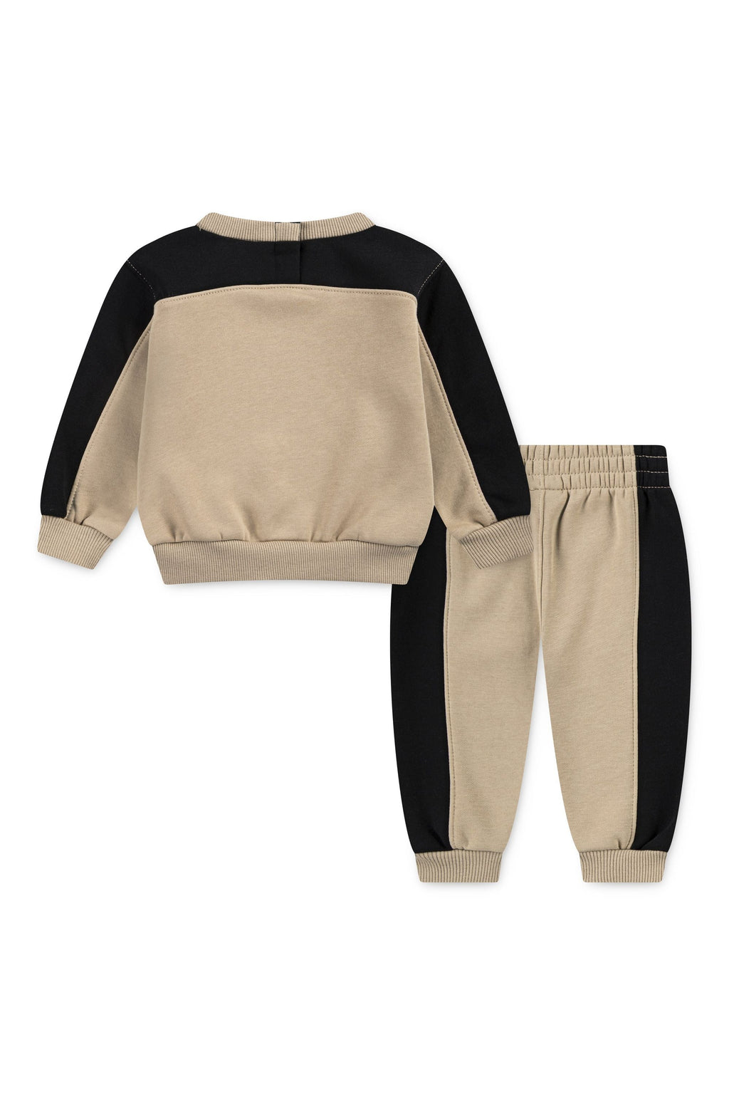 חליפת טרנינג NIKE עם פסי צד שחורים ולוגו קדמי לתינוקות BEIGE / 12M