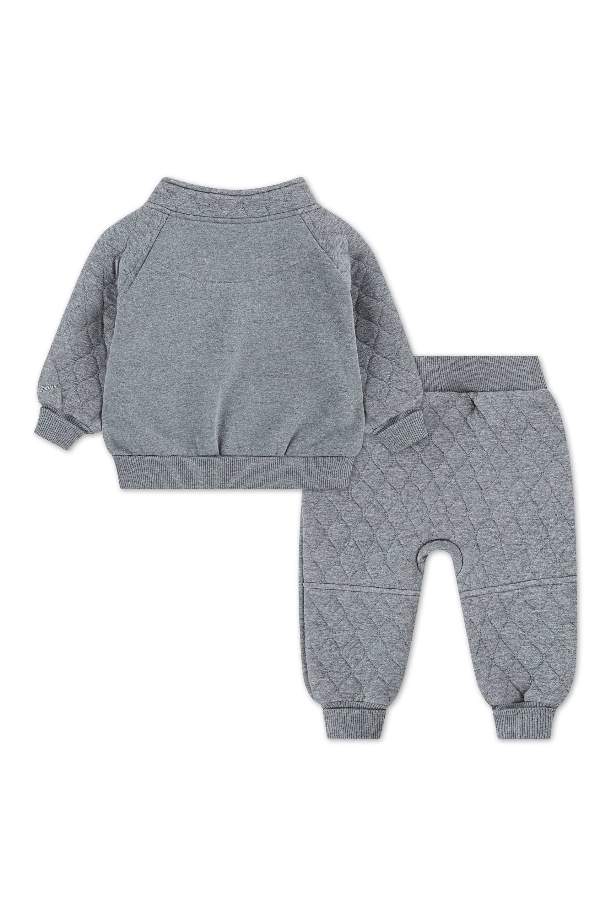 חליפת טרנינג קווילט NIKE אפורה עם לוגו רקום לתינוקות BLACK / 12M