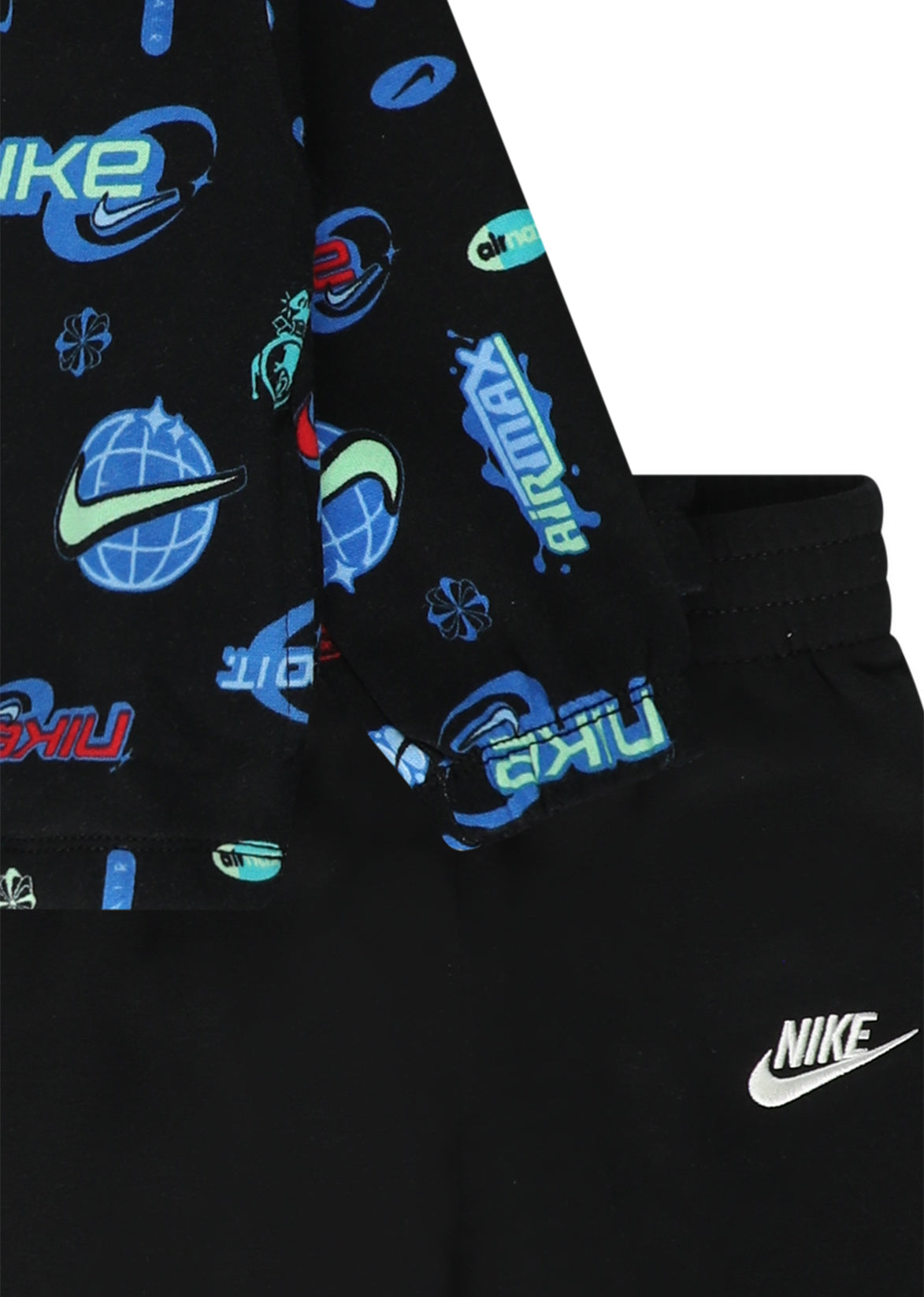 חליפת טרנינג NIKE קפוצ׳ון מודפס ומכנסי ג׳וגר לתינוקות BLACK / 12M