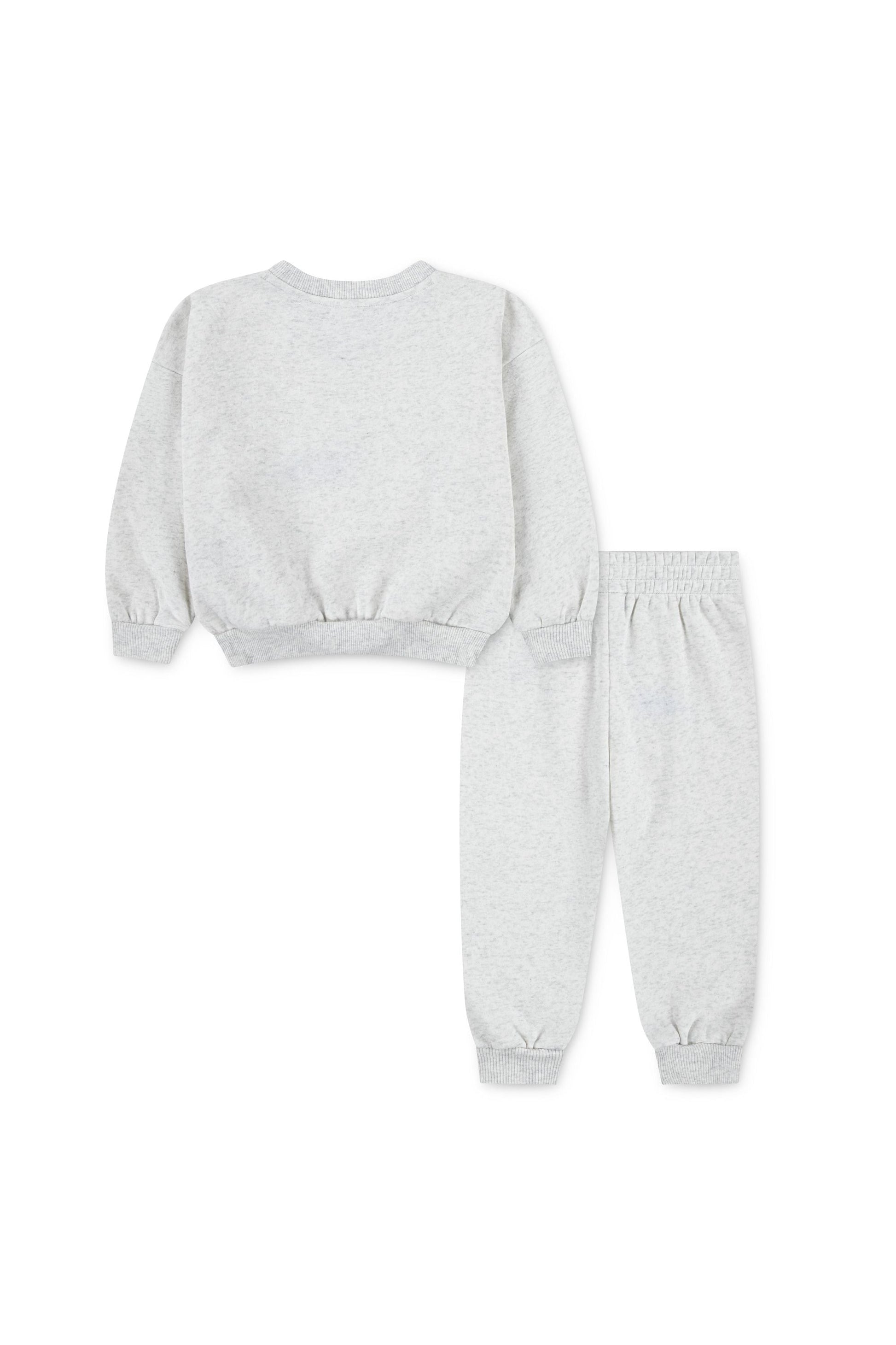 חליפת טרנינג NIKE לוגו סווש קטן בחזית לילדות BEIGE / 2Y